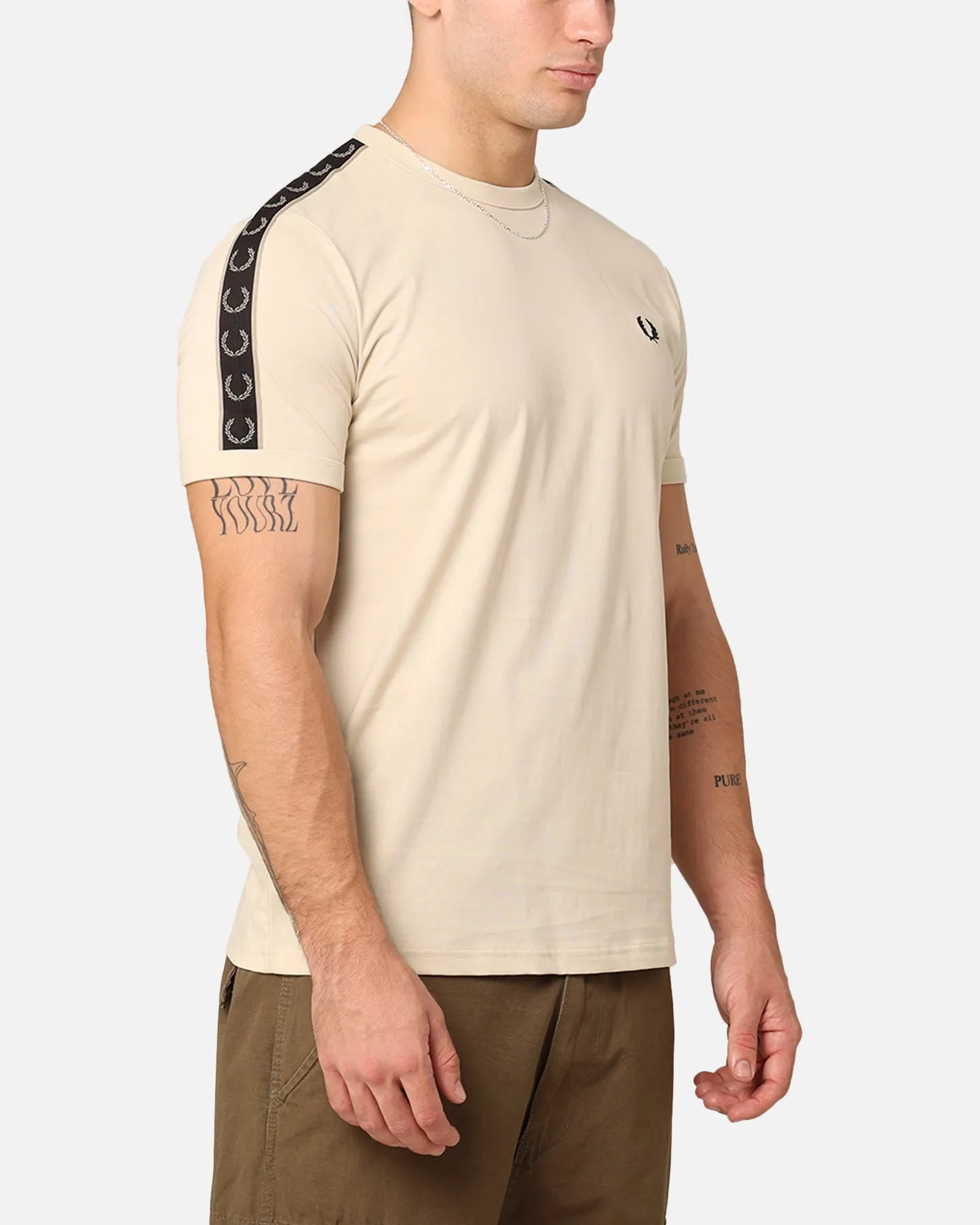 Fred Perry Contrast Tape Ringer T-Shirt Oatmeal/Warm Grey sold by Culture Kings product image thumbnail 4
