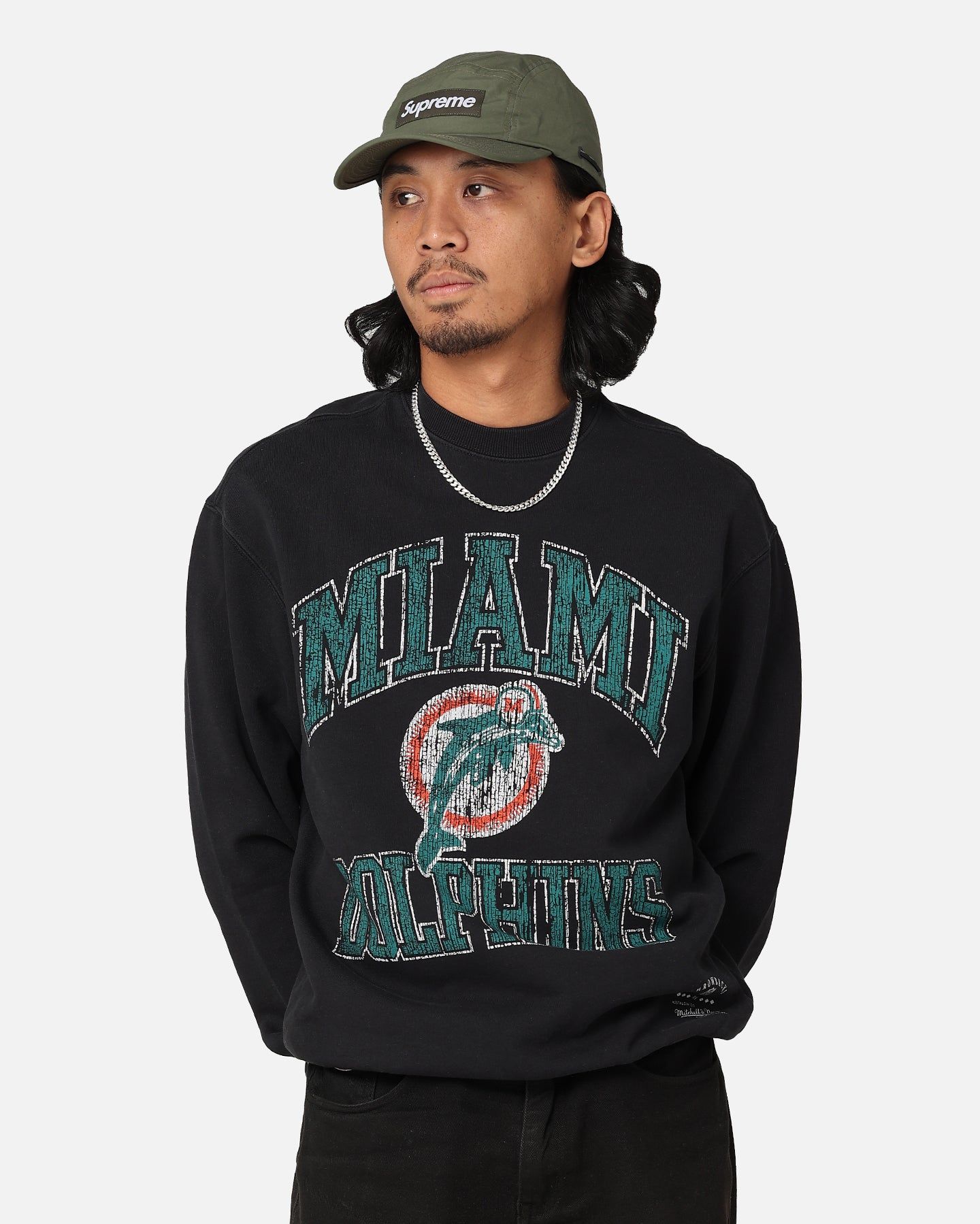 Mitchell & Ness Miami Dolphins Ivy Arch Vintage Crewneck Faded Black sold by Culture Kings