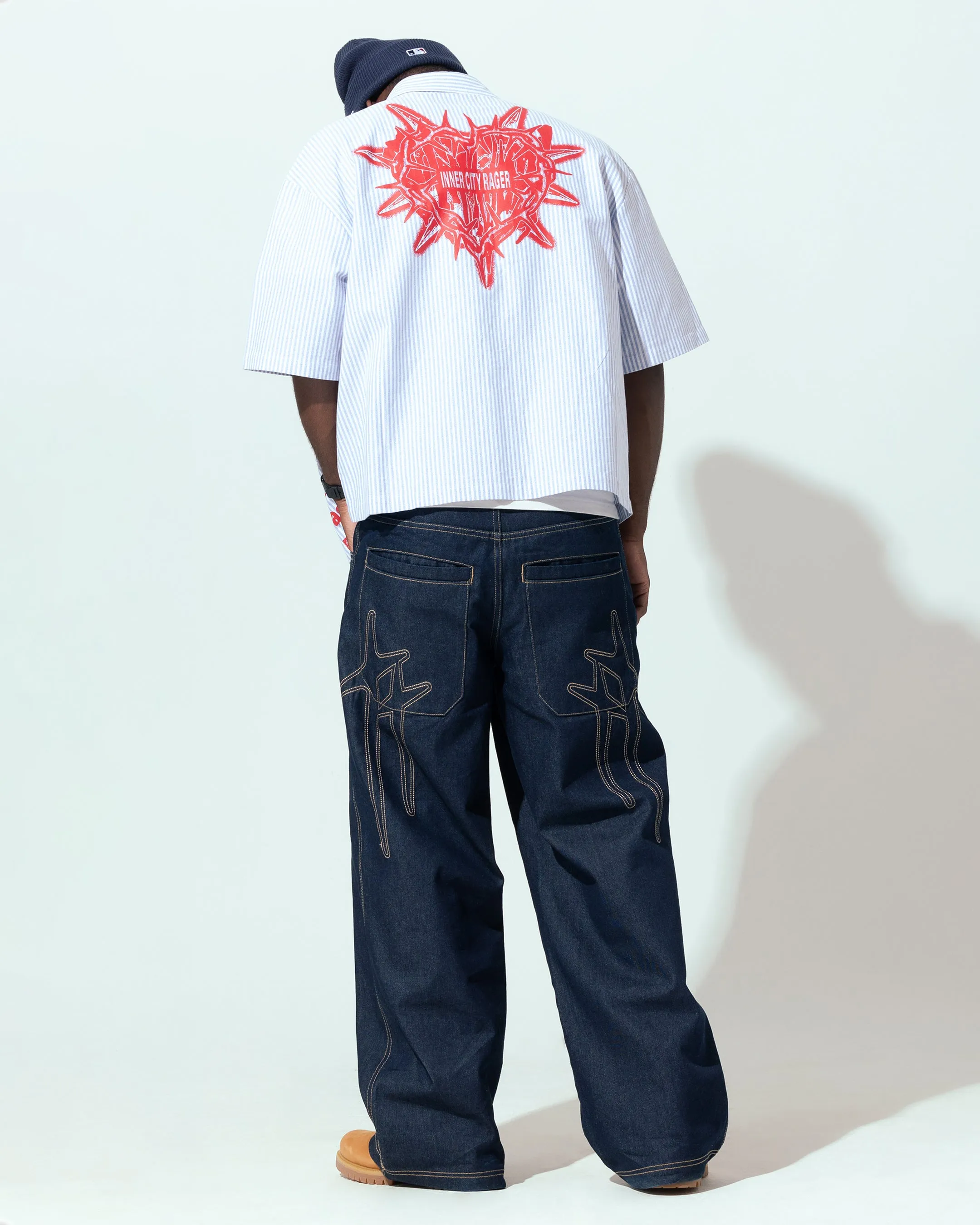 Loiter Riot Squad Button Up T-Shirt Blue Pin Stripe sold by Culture Kings product image thumbnail 4