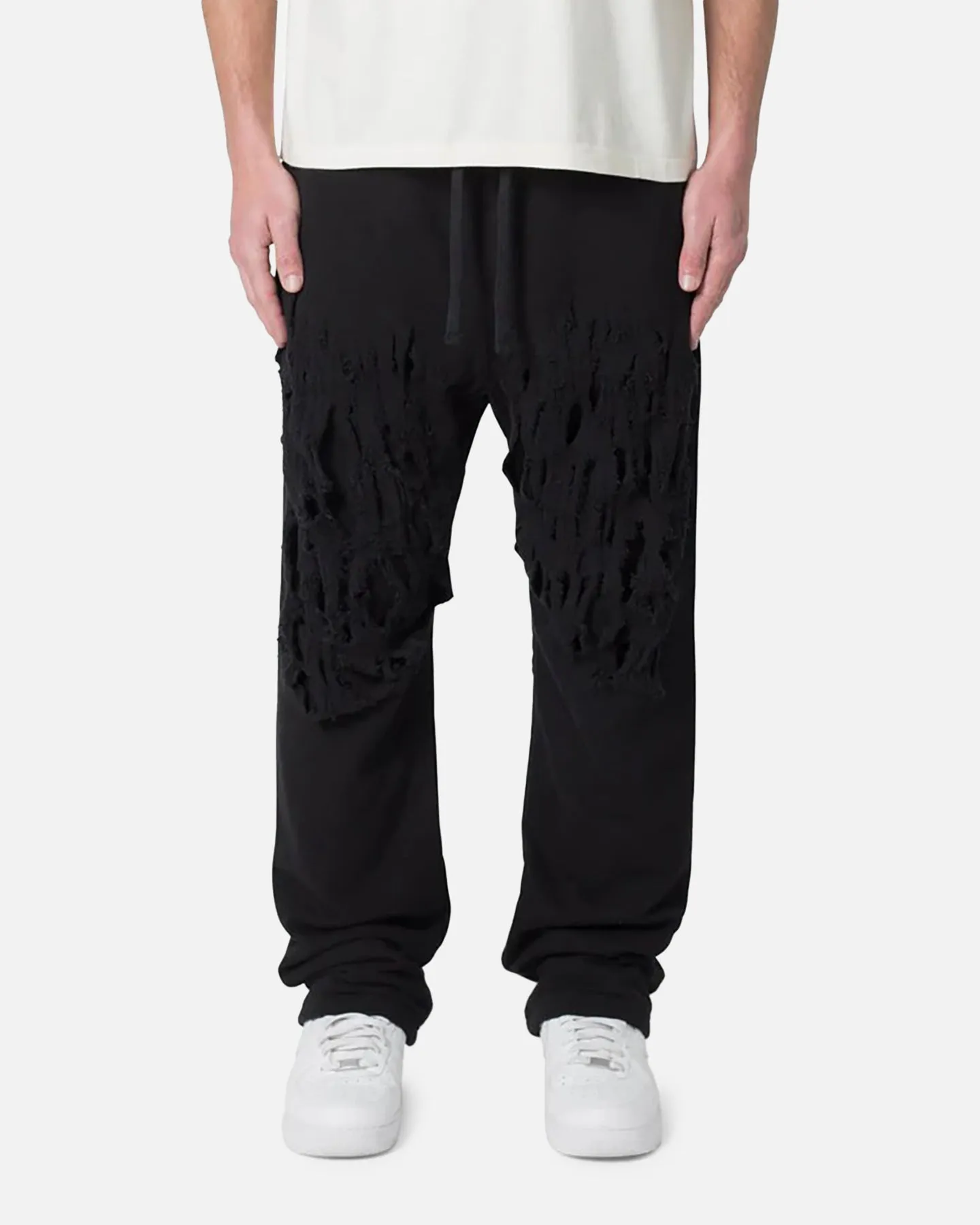 MNML Shred Layered Baggy Sweatpants Black sold by Culture Kings