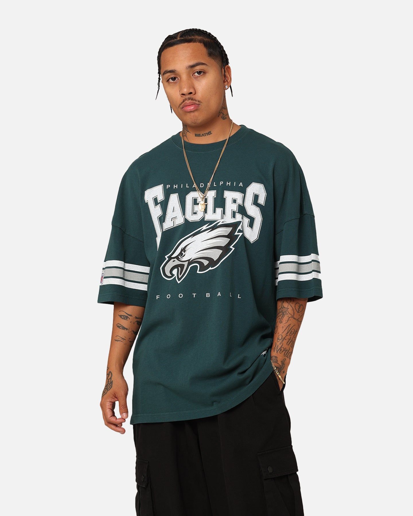 Majestic Athletic Philadelphia Eagles Vintage Sport Striped Sleeve T-Shirt Faded Teal sold by Culture Kings