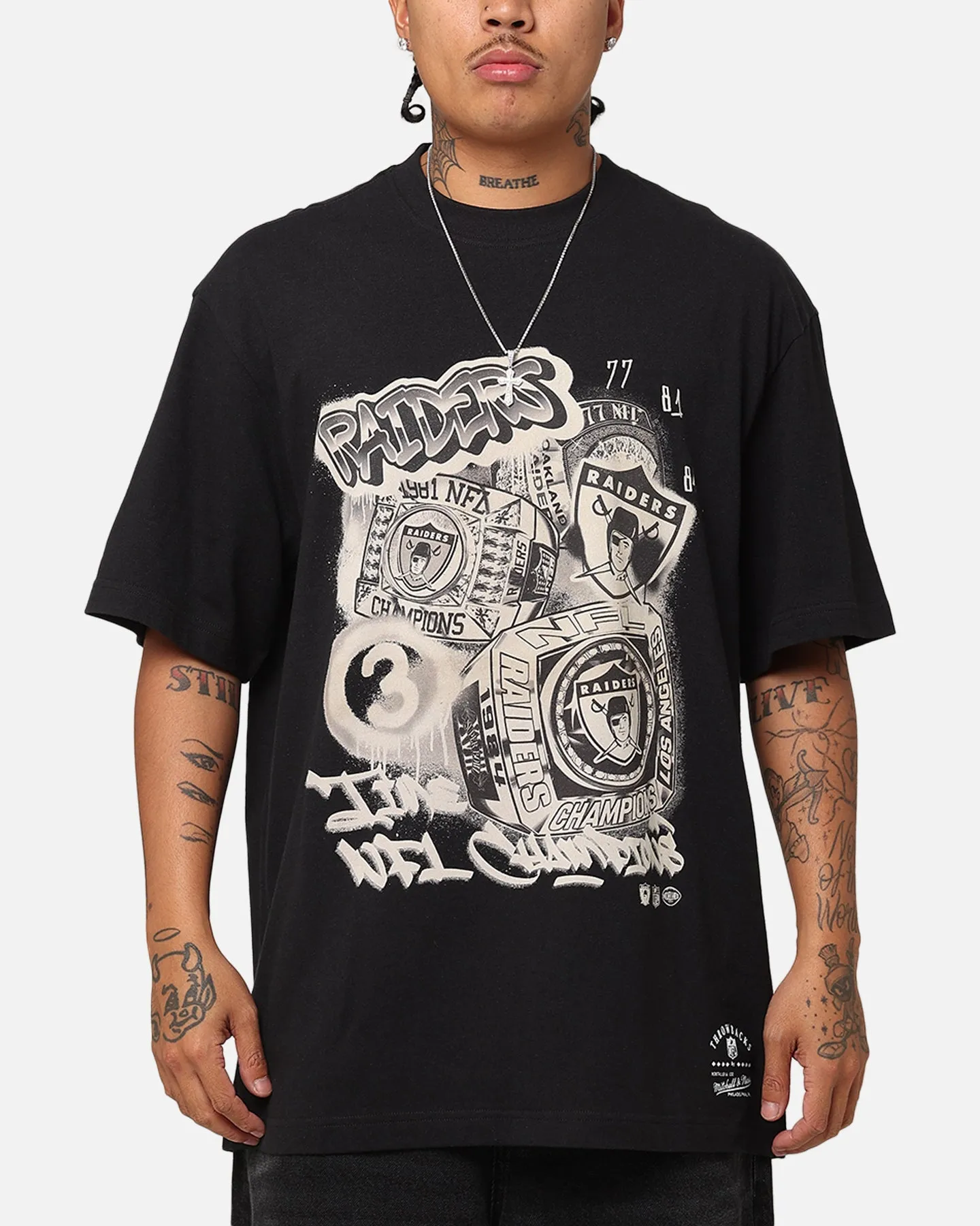 Mitchell & Ness Oakland Raiders Champs Graffiti T-Shirt Faded Black sold by Culture Kings