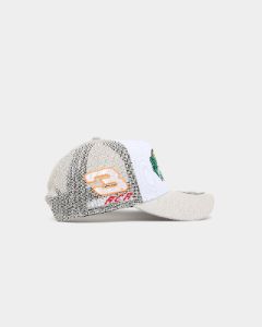 New Era X Nascar 9FORTY A-Frame Trucker Snapback Stone/White sold by Culture Kings