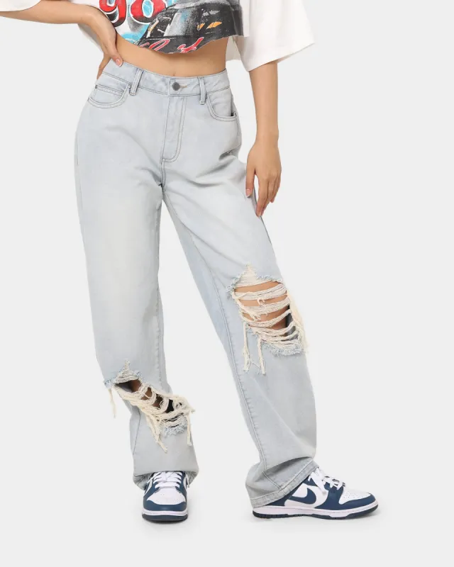 MNML Women's Baggy Distressed Jeans Vintage Blue sold by Culture Kings