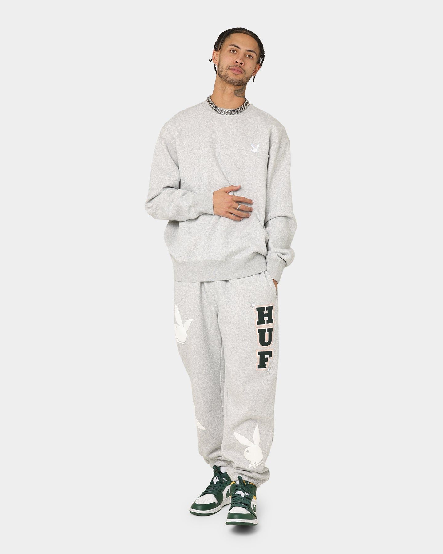 HUF X Playboy Rabbit Head Crew Grey Heather sold by Culture Kings product image thumbnail 2