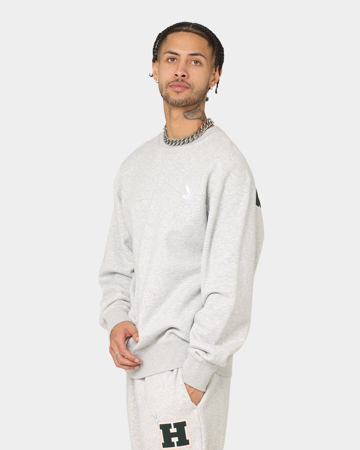 HUF X Playboy Rabbit Head Crew Grey Heather sold by Culture Kings product image thumbnail 6