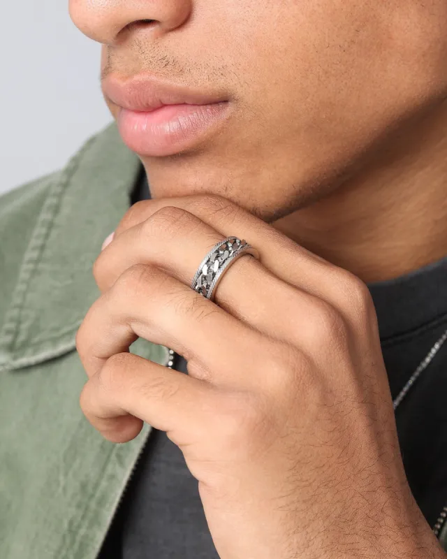 Loiter Serrated Cuban Ring Stainless Steel sold by Culture Kings