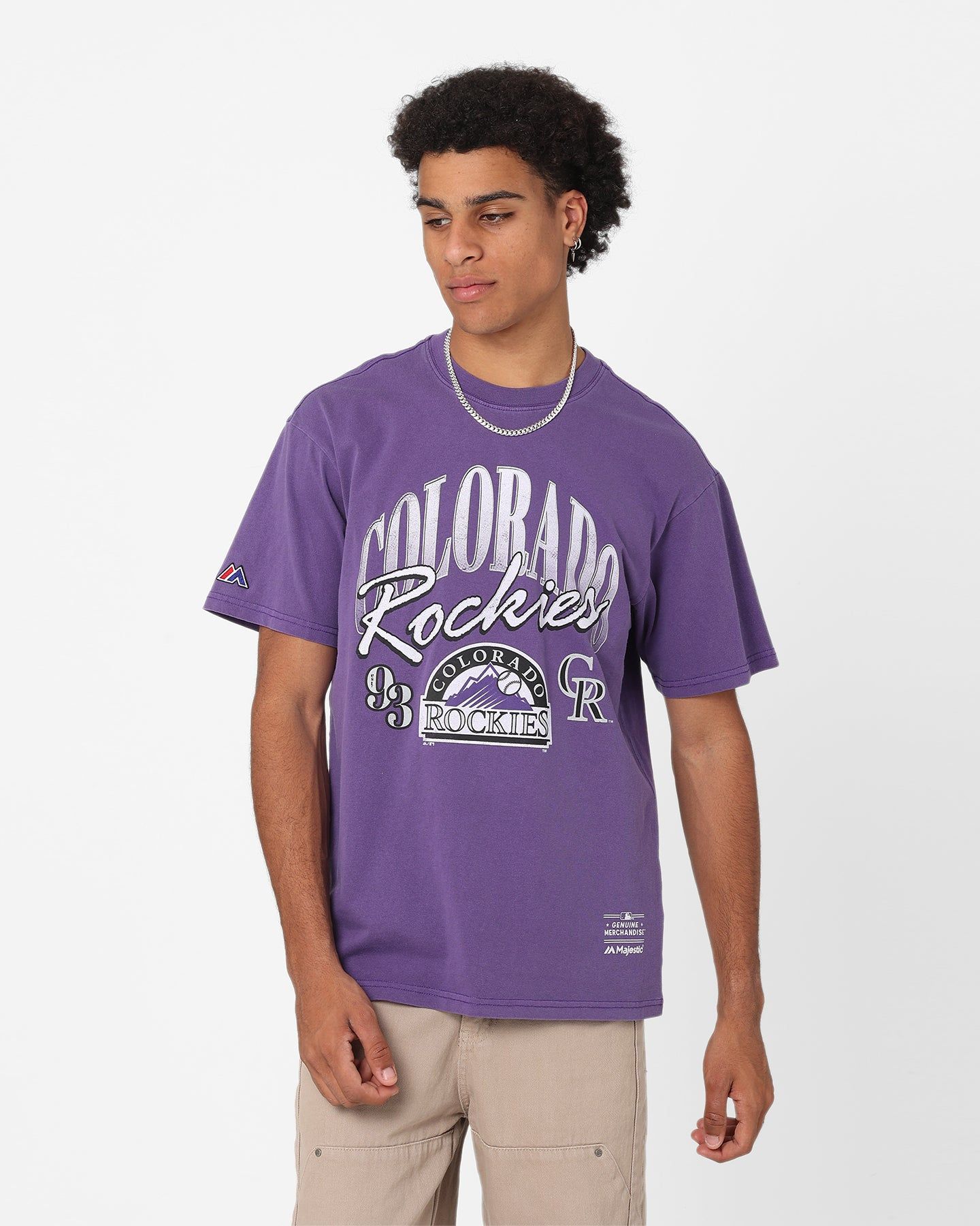 Majestic Athletic Colorado Rockies Script Arch T-Shirt Faded Purple sold by Culture Kings