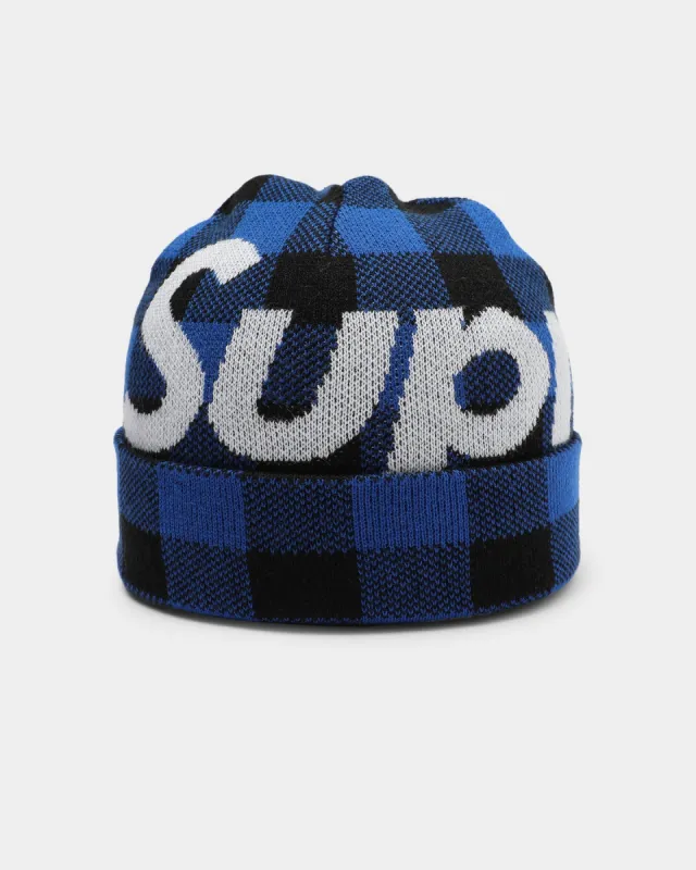 Supreme Big Logo Beanie Blue Plaid sold by Culture Kings