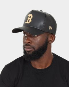New Era Boston Red Sox "Black Tan PU Leather" 9FORTY K-Frame Snapback Black/Tan sold by Culture Kings