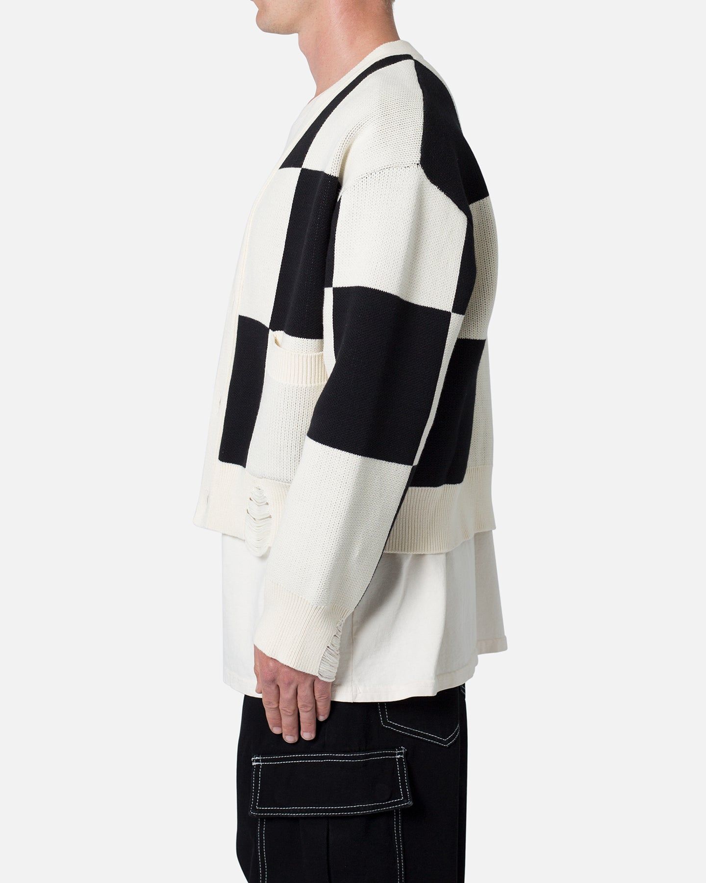 MNML Checkered Cardigan Sweater Black/White sold by Culture Kings product image thumbnail 3