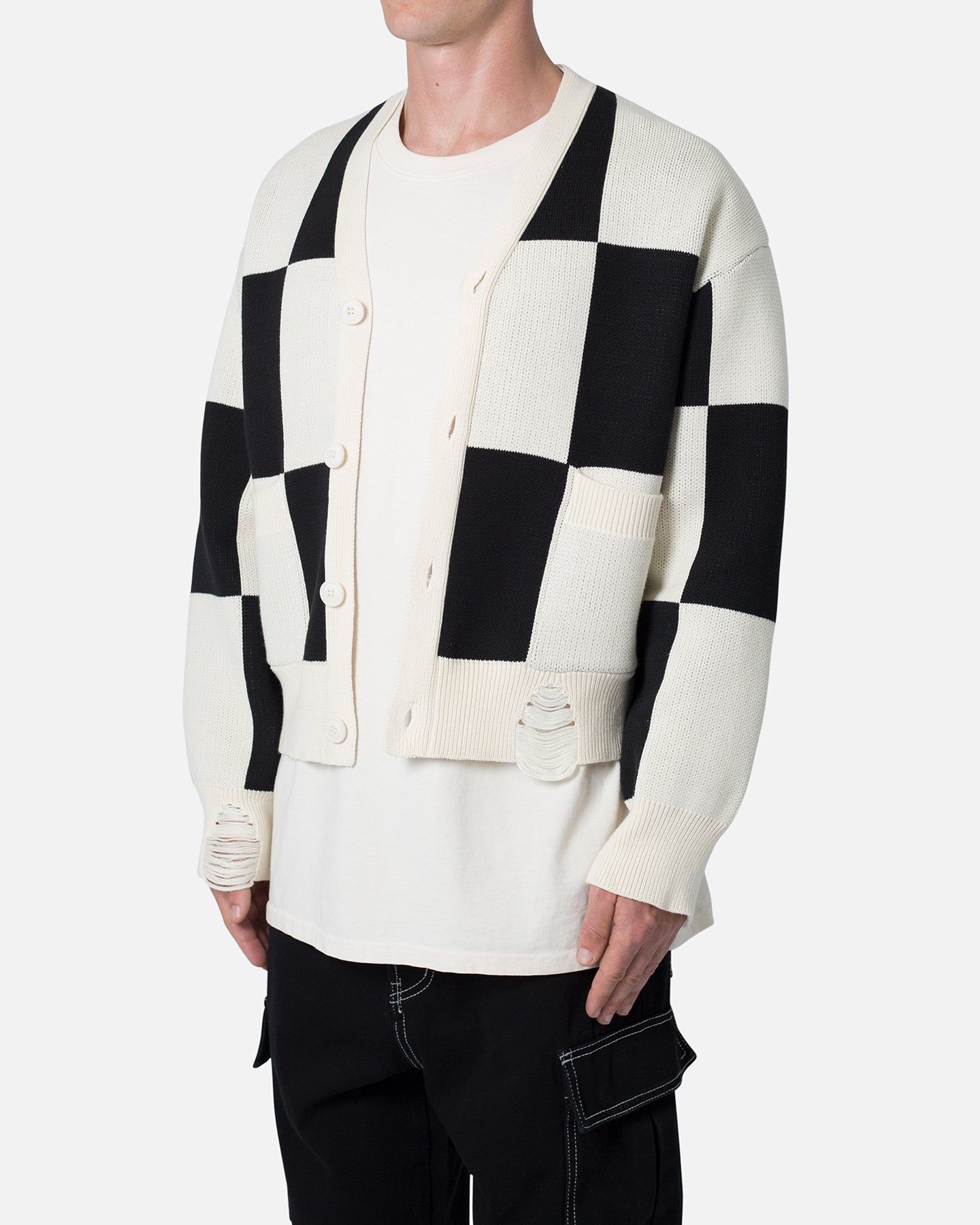 MNML Checkered Cardigan Sweater Black/White sold by Culture Kings product image thumbnail 2