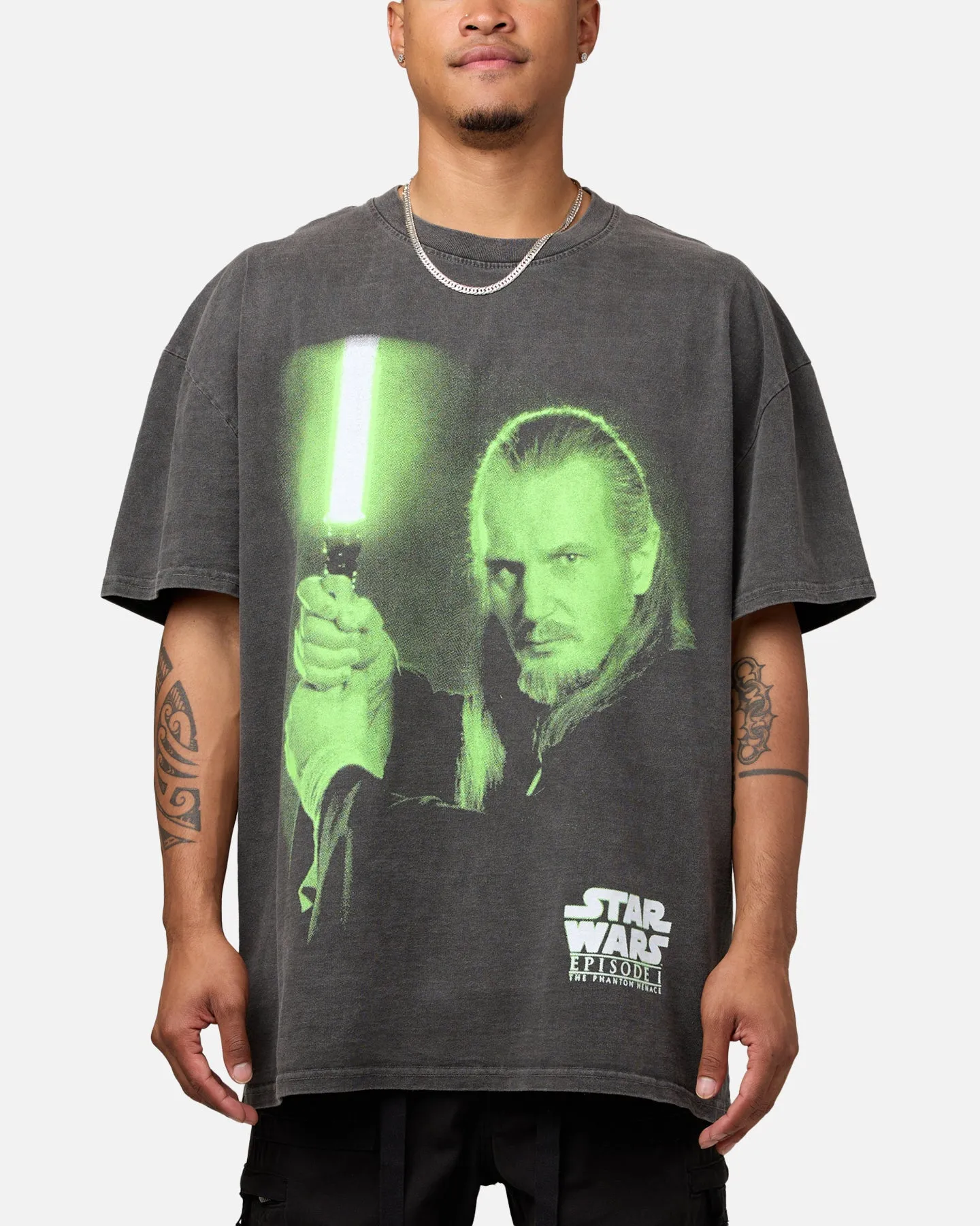 Star Wars Qui Gon Jinn Heavyweight T-Shirt Black Wash sold by Culture Kings