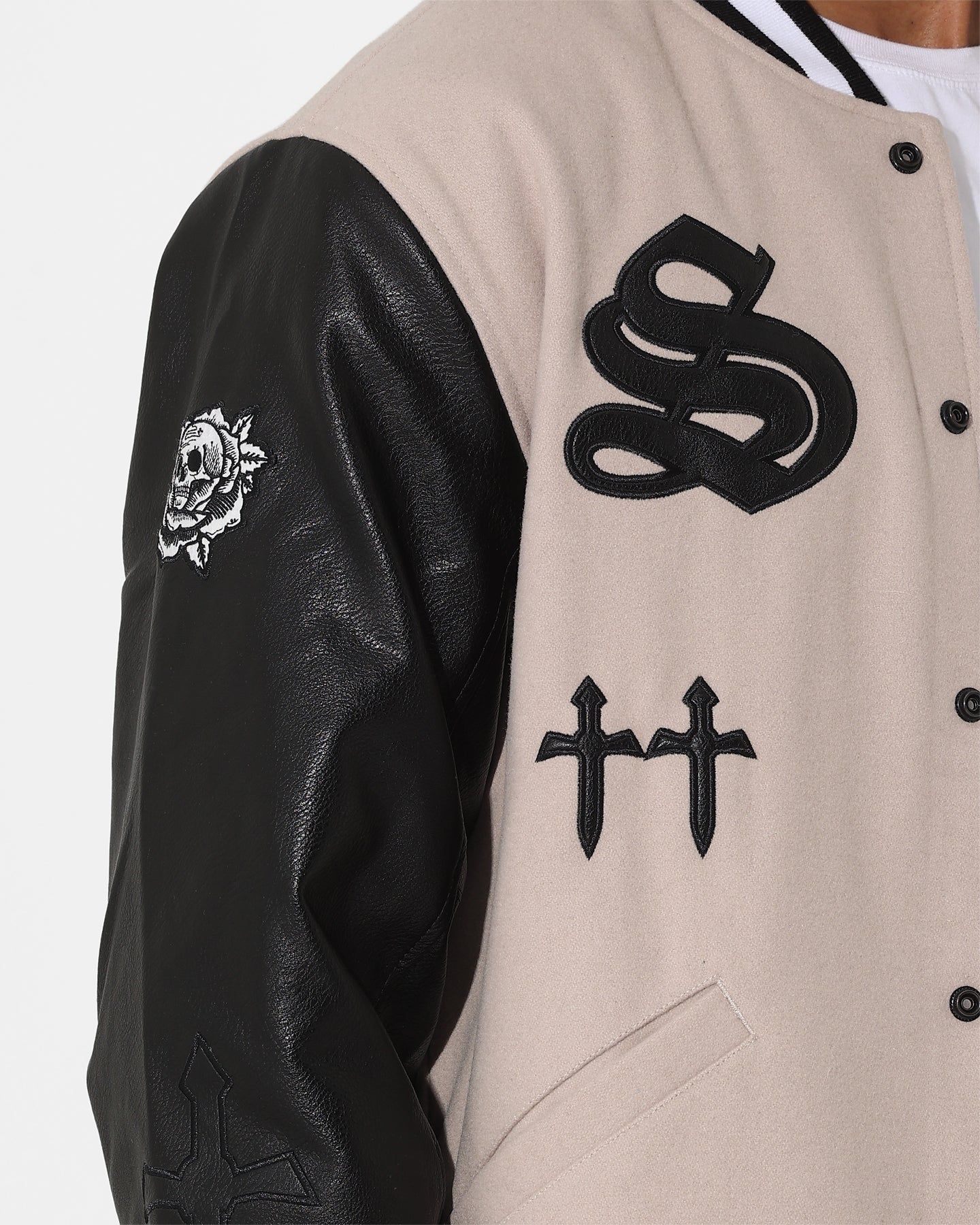 Saint Morta Graveyard Varsity Jacket Stone/Black sold by Culture Kings product image thumbnail 12