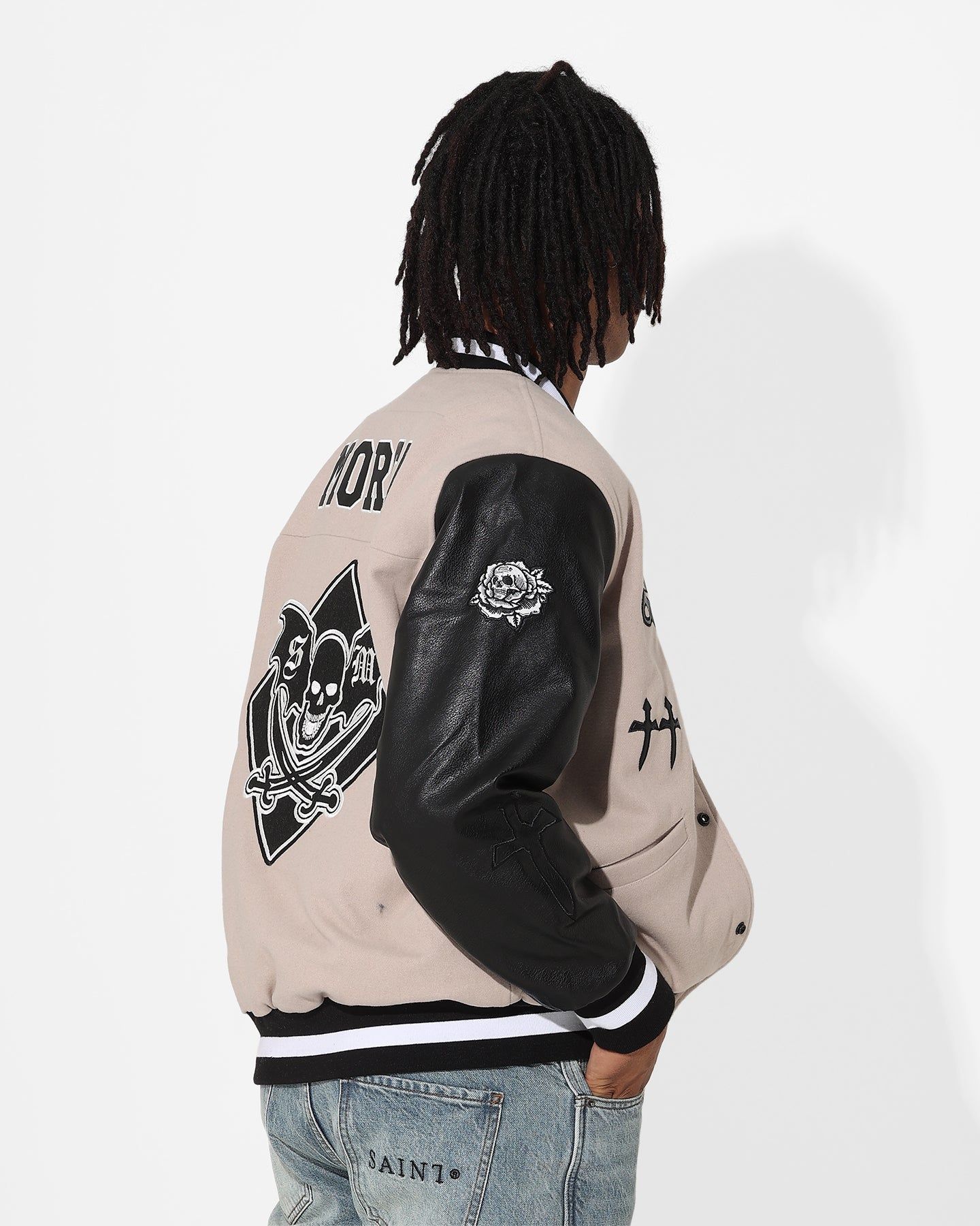 Saint Morta Graveyard Varsity Jacket Stone/Black sold by Culture Kings product image thumbnail 9