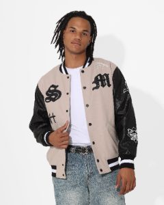 Saint Morta Graveyard Varsity Jacket Stone/Black sold by Culture Kings