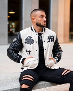 Saint Morta Graveyard Varsity Jacket Stone/Black sold by Culture Kings