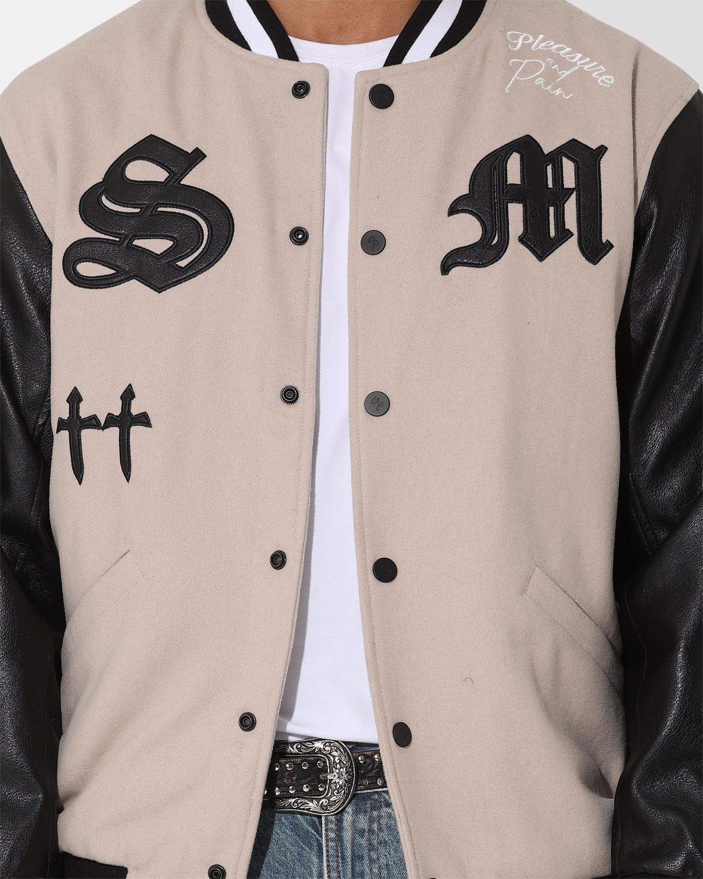 Saint Morta Graveyard Varsity Jacket Stone/Black sold by Culture Kings product image thumbnail 7
