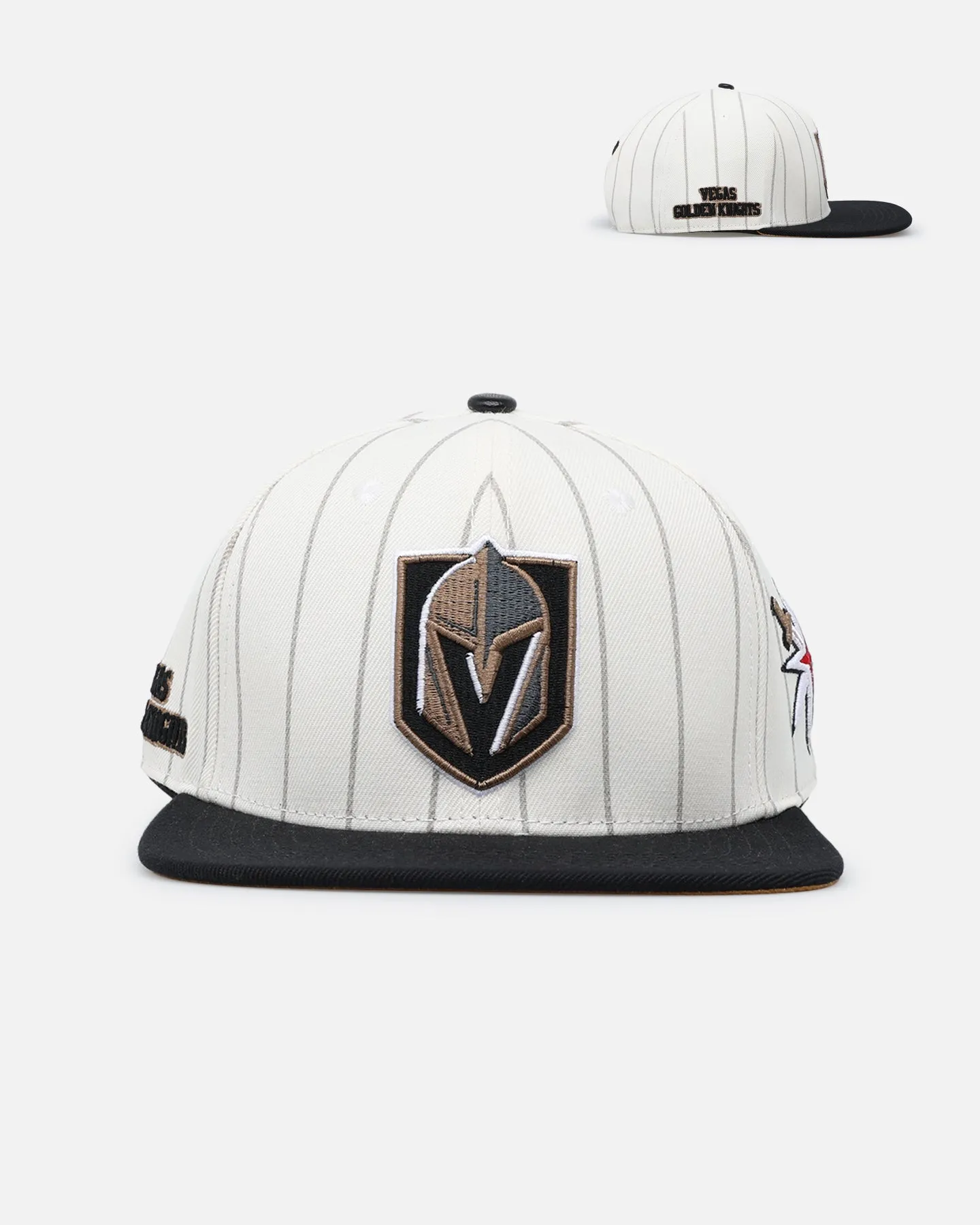 Pro Standard Vegas Golden Knights Pinstripe Wool Snapback Eggshell/Yellow sold by Culture Kings