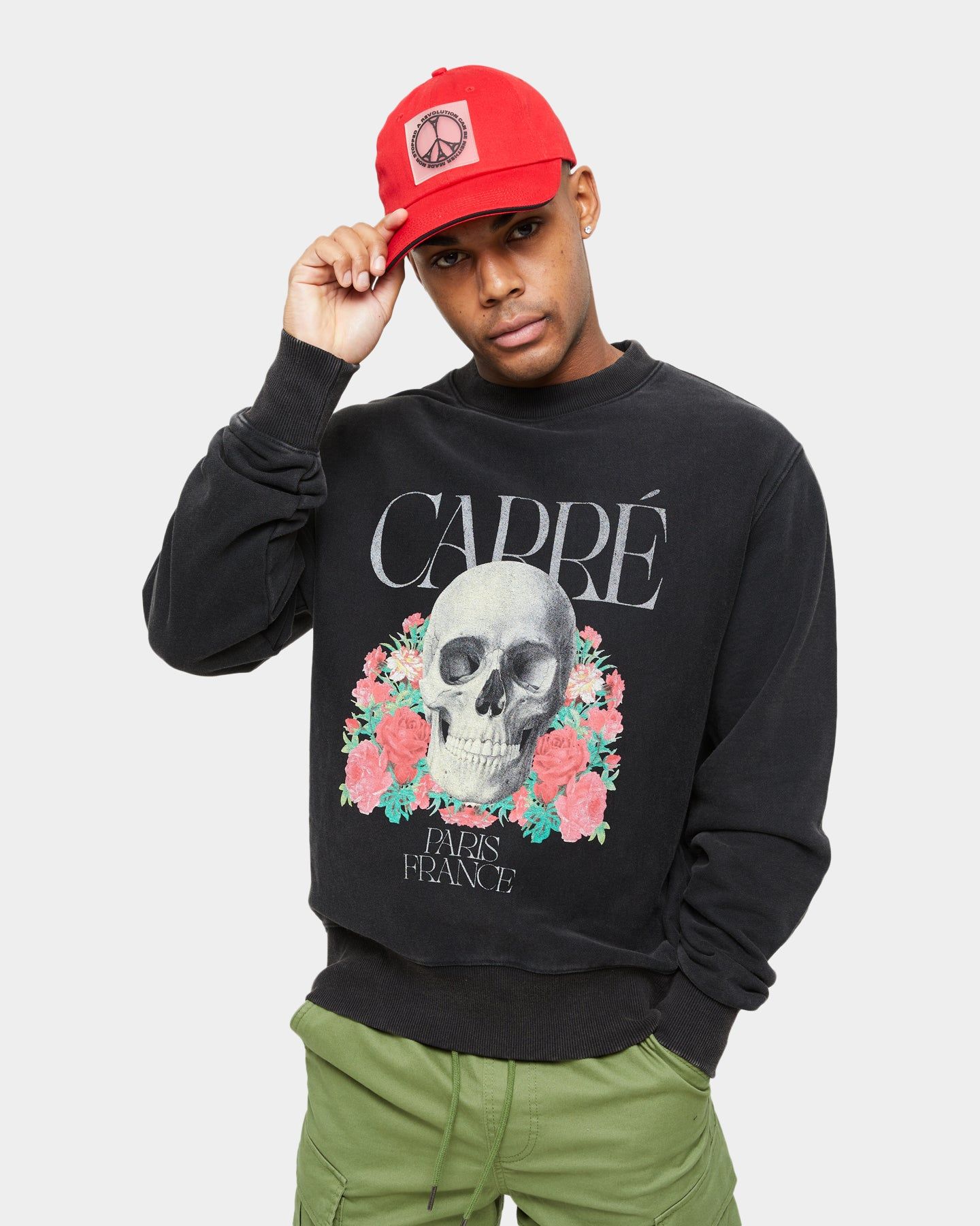 Carre Skull & Rose Vintage Crewneck Washed Black sold by Culture Kings