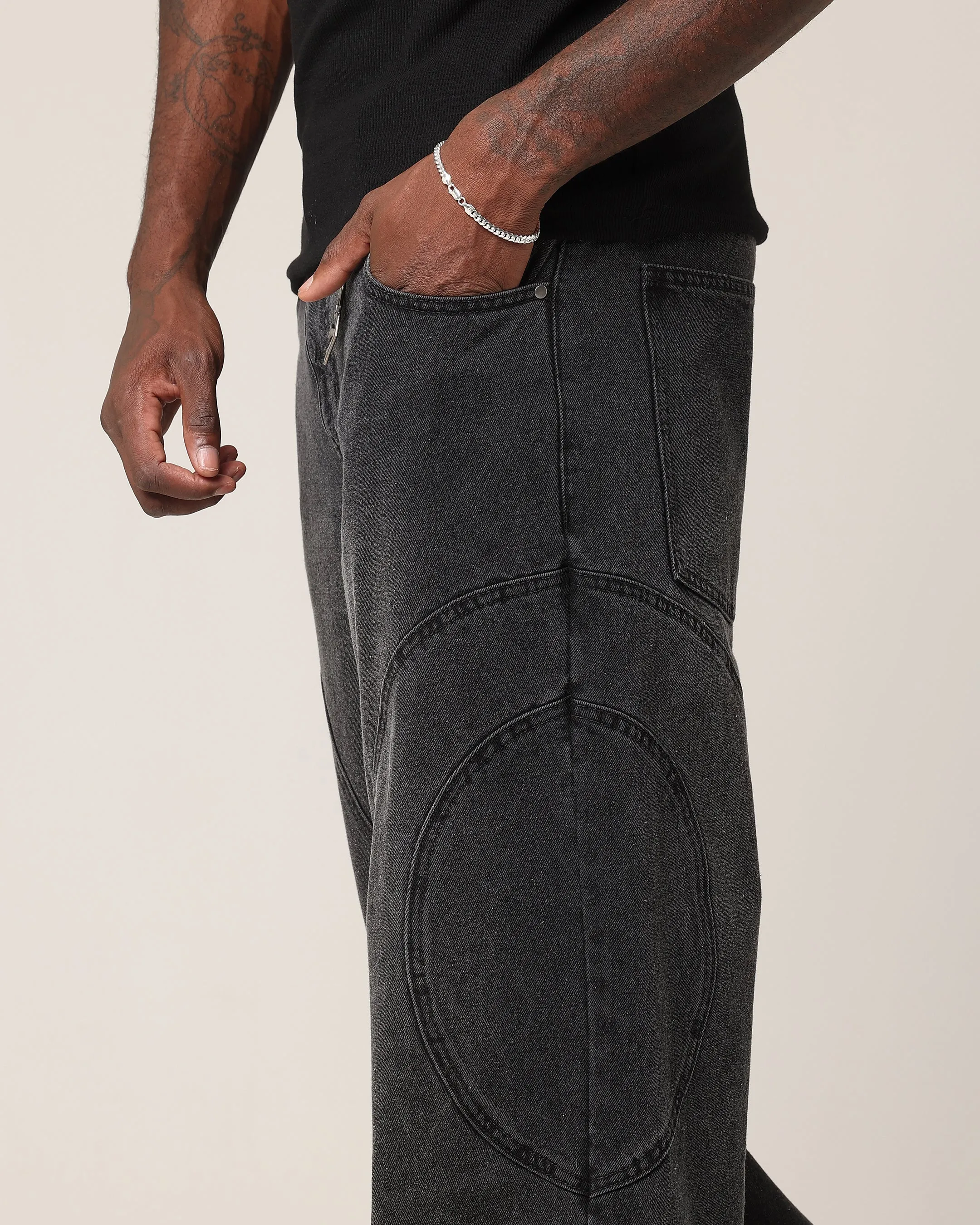 Saint Morta Onyx Panelled Amplus Jeans Black Wash sold by Culture Kings product image thumbnail 4