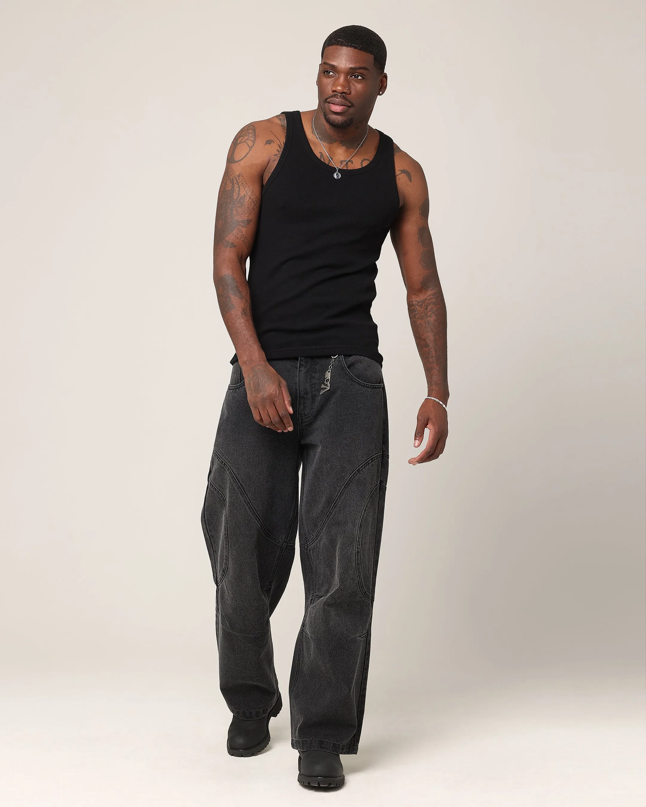 Saint Morta Onyx Panelled Amplus Jeans Black Wash sold by Culture Kings product image thumbnail 2