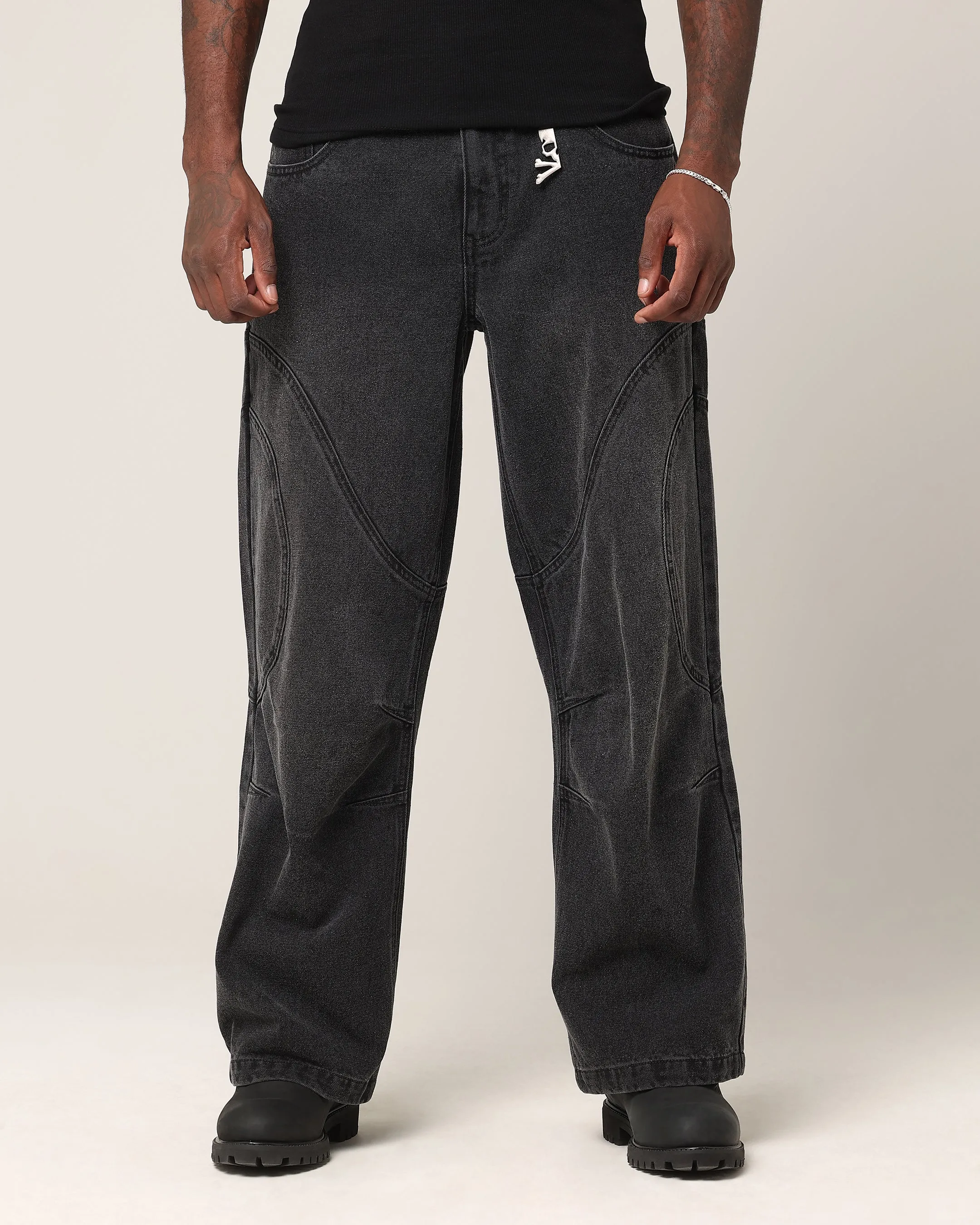 Saint Morta Onyx Panelled Amplus Jeans Black Wash sold by Culture Kings