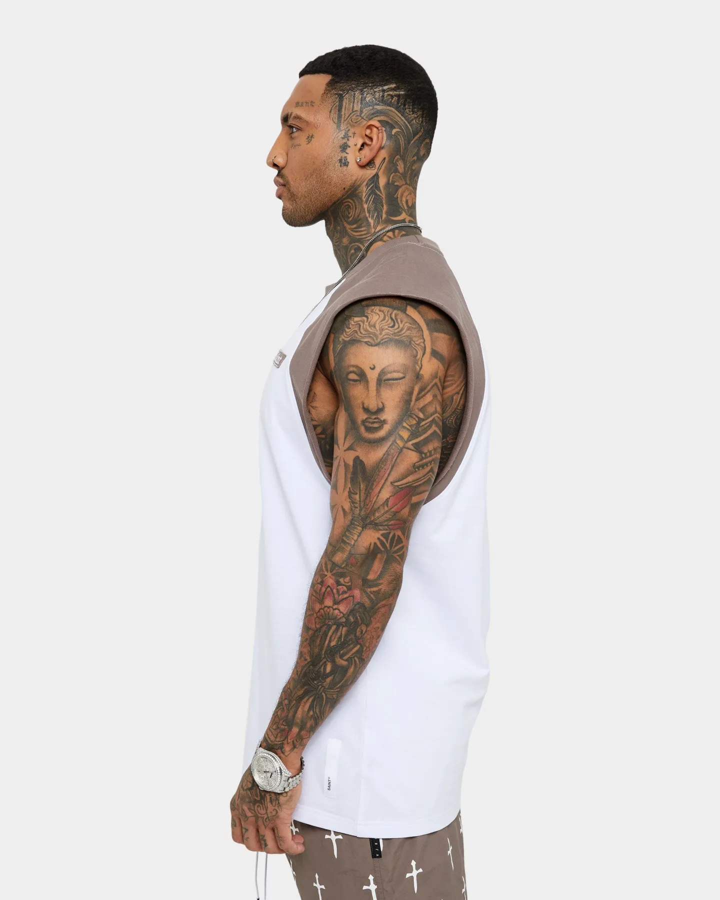Saint Morta Numeraire Raglan Muscle T-Shirt Dark Brown/White sold by Culture Kings product image thumbnail 5