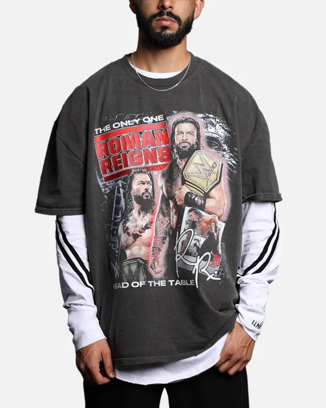 Culture Kings X WWE Roman Reigns Vintage T-Shirt Black Acidwash sold by Culture Kings