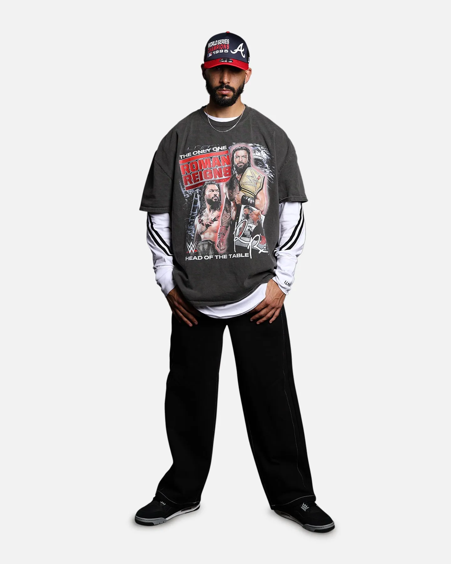 Culture Kings X WWE Roman Reigns Vintage T-Shirt Black Acidwash sold by Culture Kings product image thumbnail 3