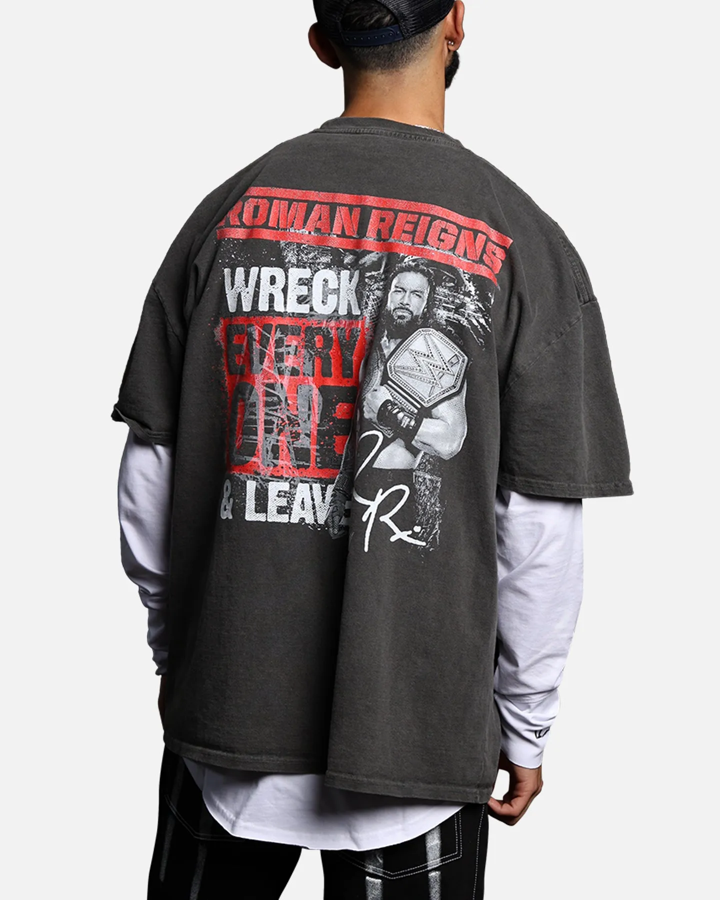 Culture Kings X WWE Roman Reigns Vintage T-Shirt Black Acidwash sold by Culture Kings product image thumbnail 2