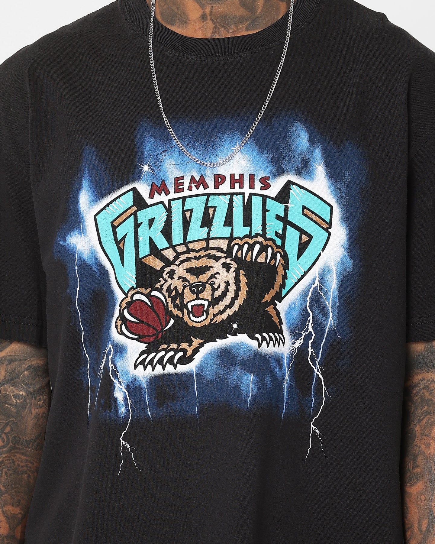Mitchell & Ness Memphis Grizzlies Logo Lightning T-Shirt Black sold by Culture Kings product image thumbnail 3