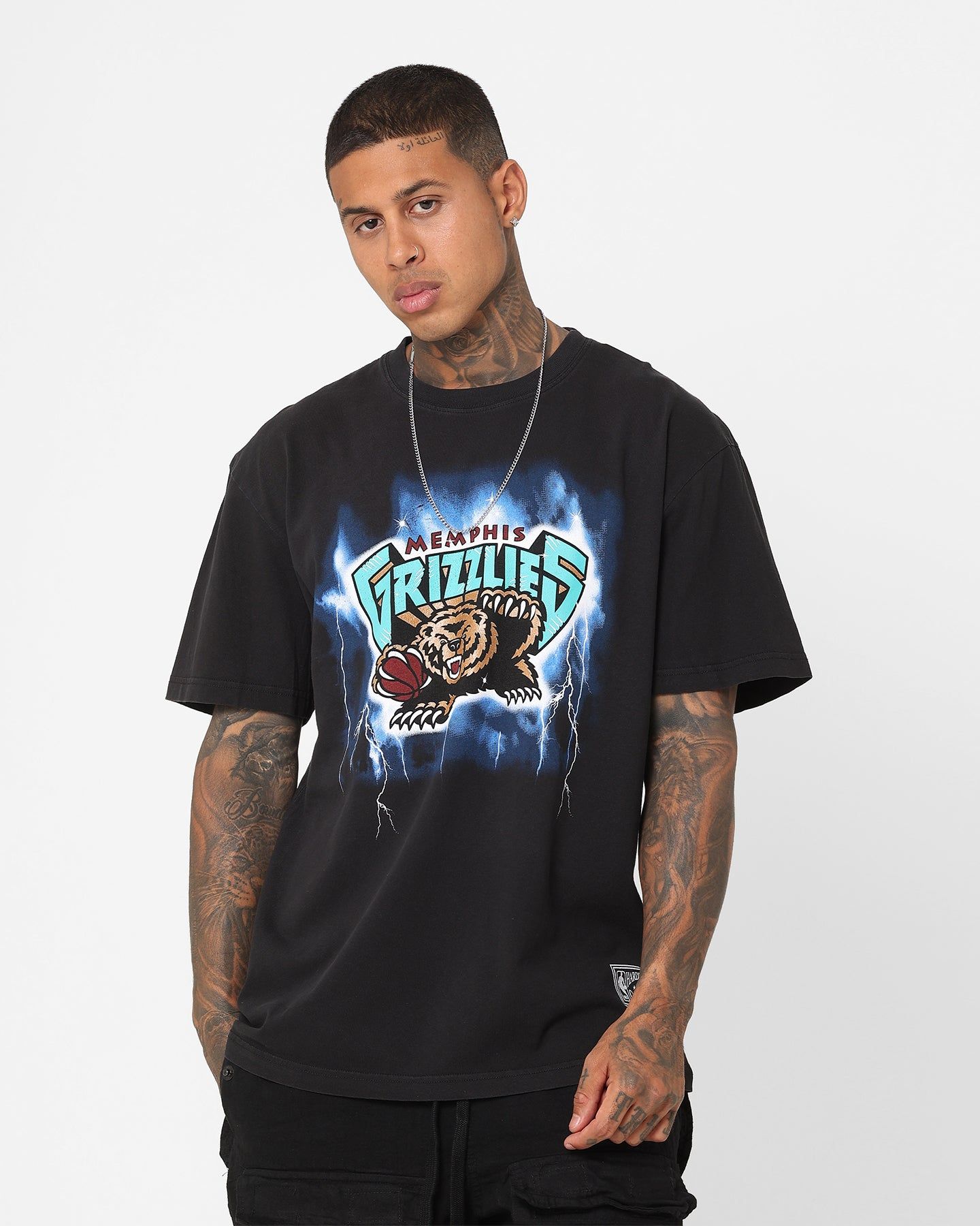 Mitchell & Ness Memphis Grizzlies Logo Lightning T-Shirt Black sold by Culture Kings