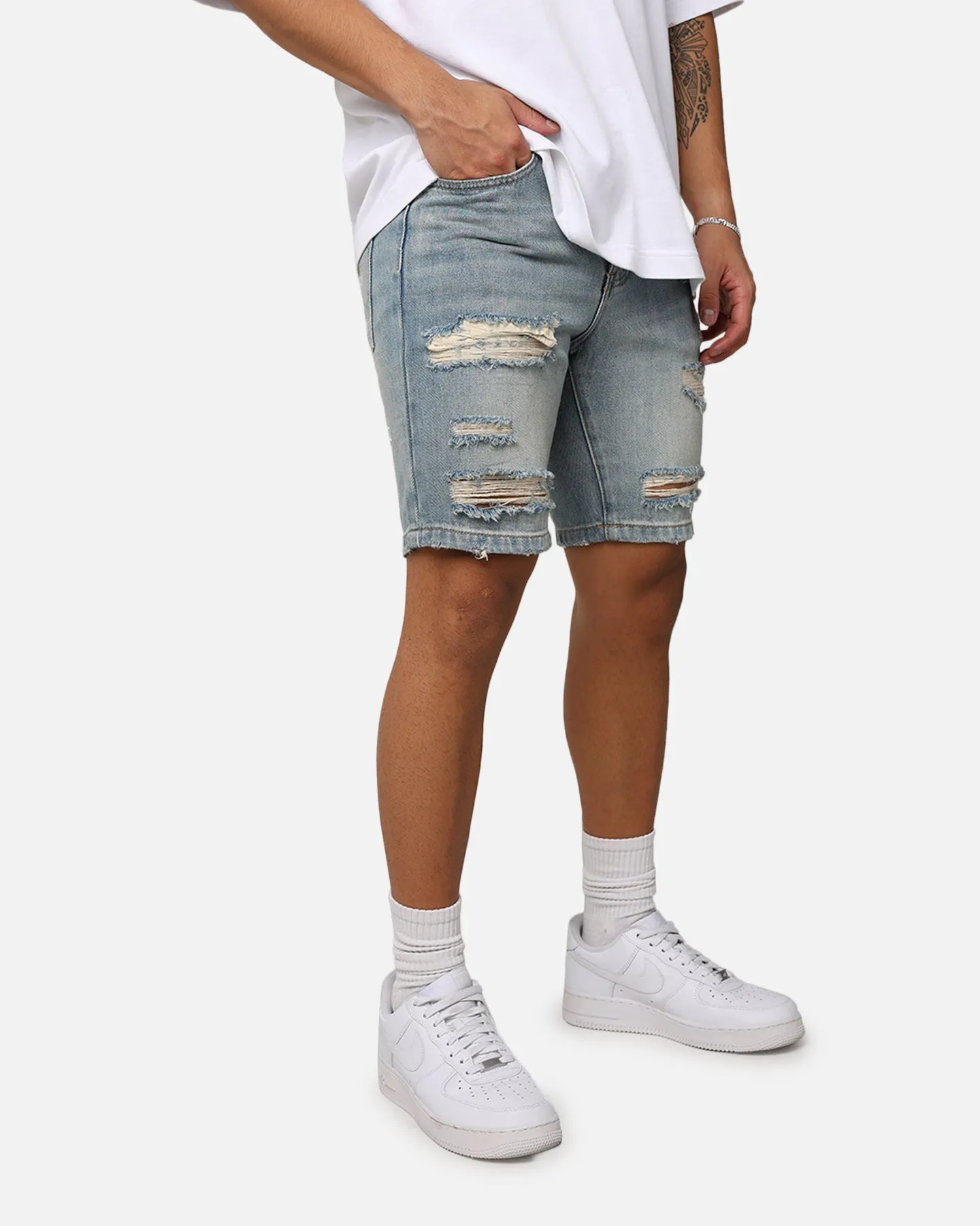 Saint Morta Destroyer Distressed Shorts Vintage Blue sold by Culture Kings product image thumbnail 3