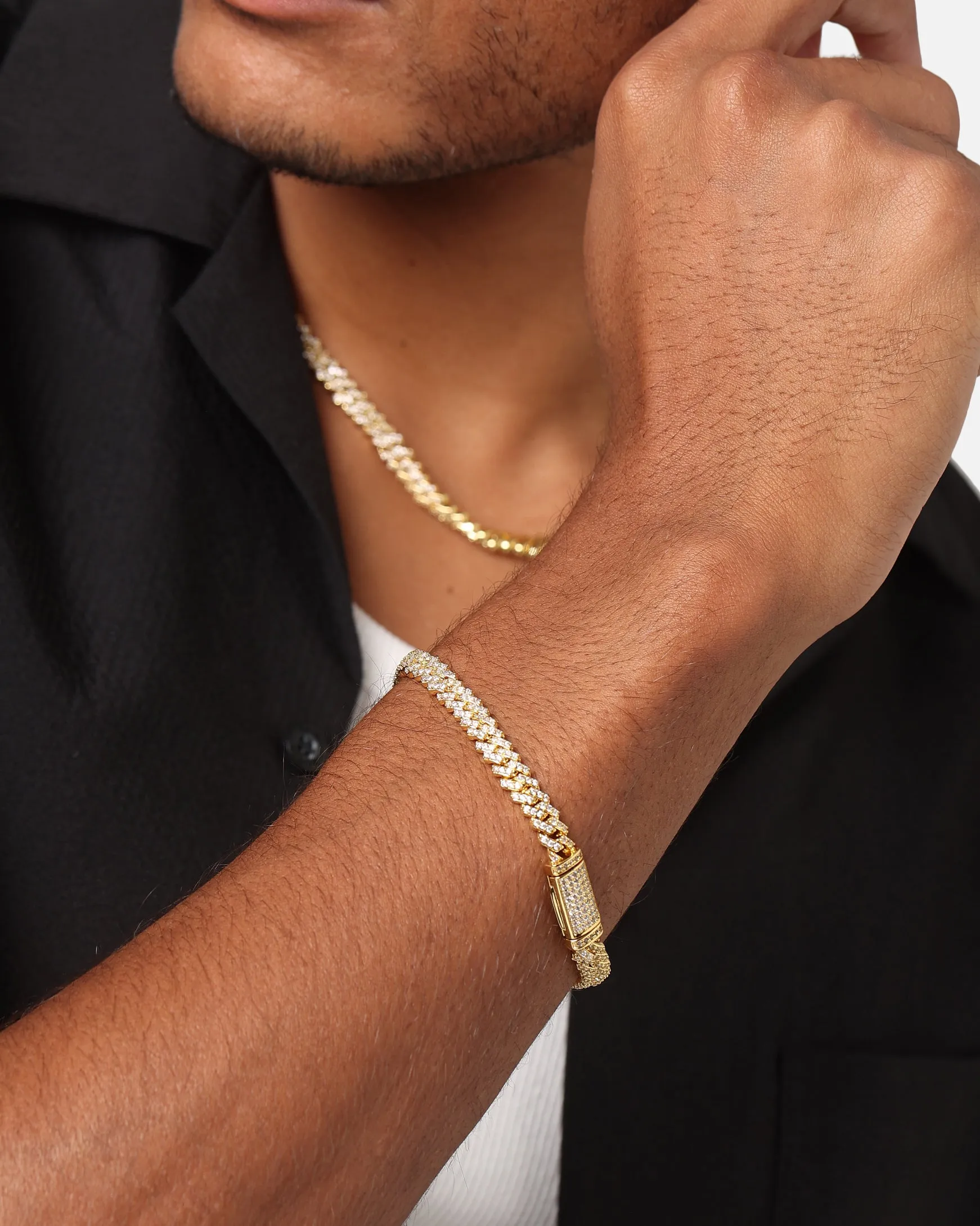 Saint Morta 6mm Iced Cuban Prong Bracelet Iced Gold sold by Culture Kings product image thumbnail 3