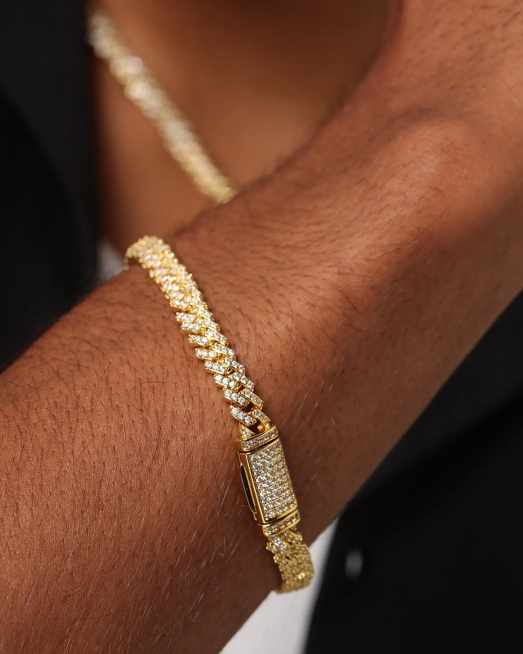 Saint Morta 6mm Iced Cuban Prong Bracelet Iced Gold sold by Culture Kings