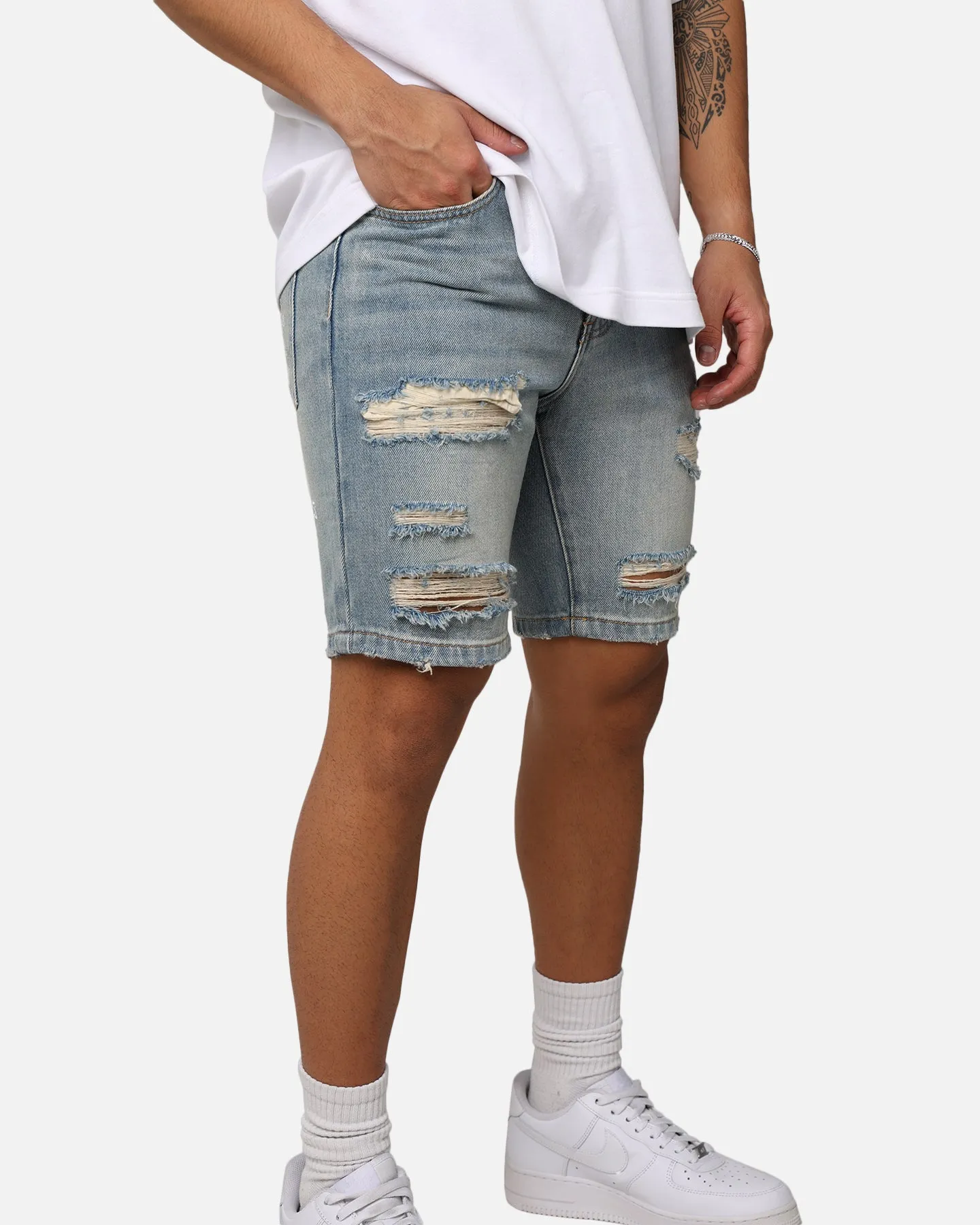 Saint Morta Destroyer Distressed Shorts Vintage Blue sold by Culture Kings product image thumbnail 5