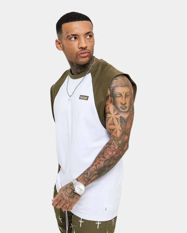 Saint Morta Numeraire Raglan Muscle T-Shirt Army Green sold by Culture Kings