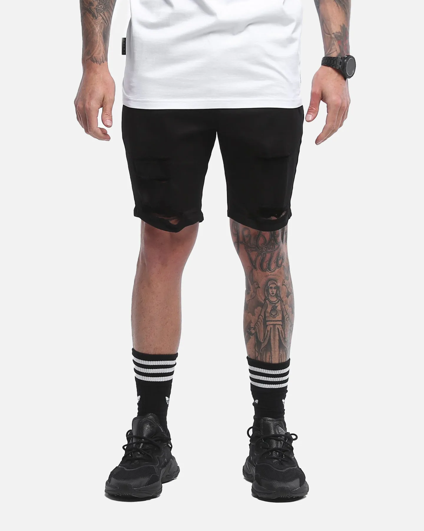 Saint Morta Thrashed Shorts Jet Black sold by Culture Kings