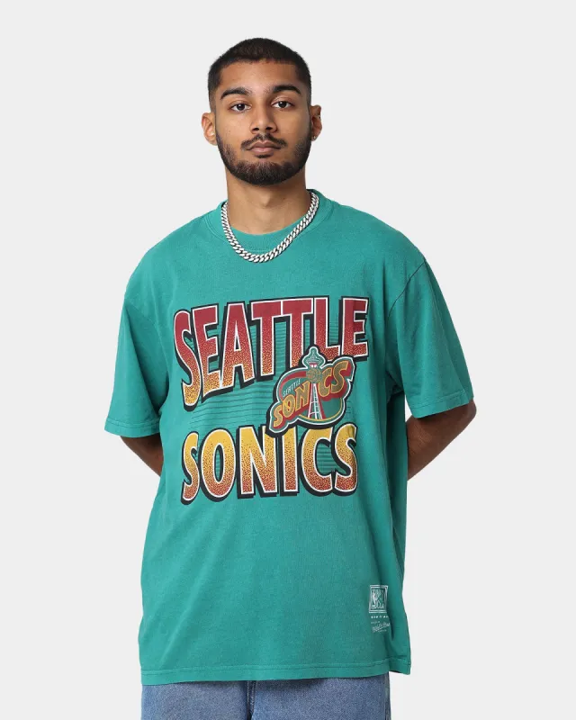 Mitchell & Ness Seattle Sonics Incline Stack Vintage T-Shirt Faded Green sold by Culture Kings