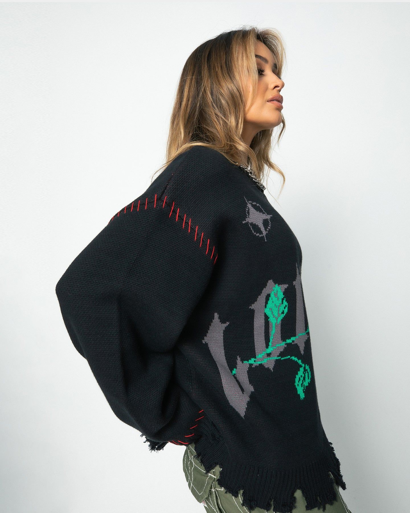 Loiter Fable Distressed Knit Sweater Black sold by Culture Kings product image thumbnail 3