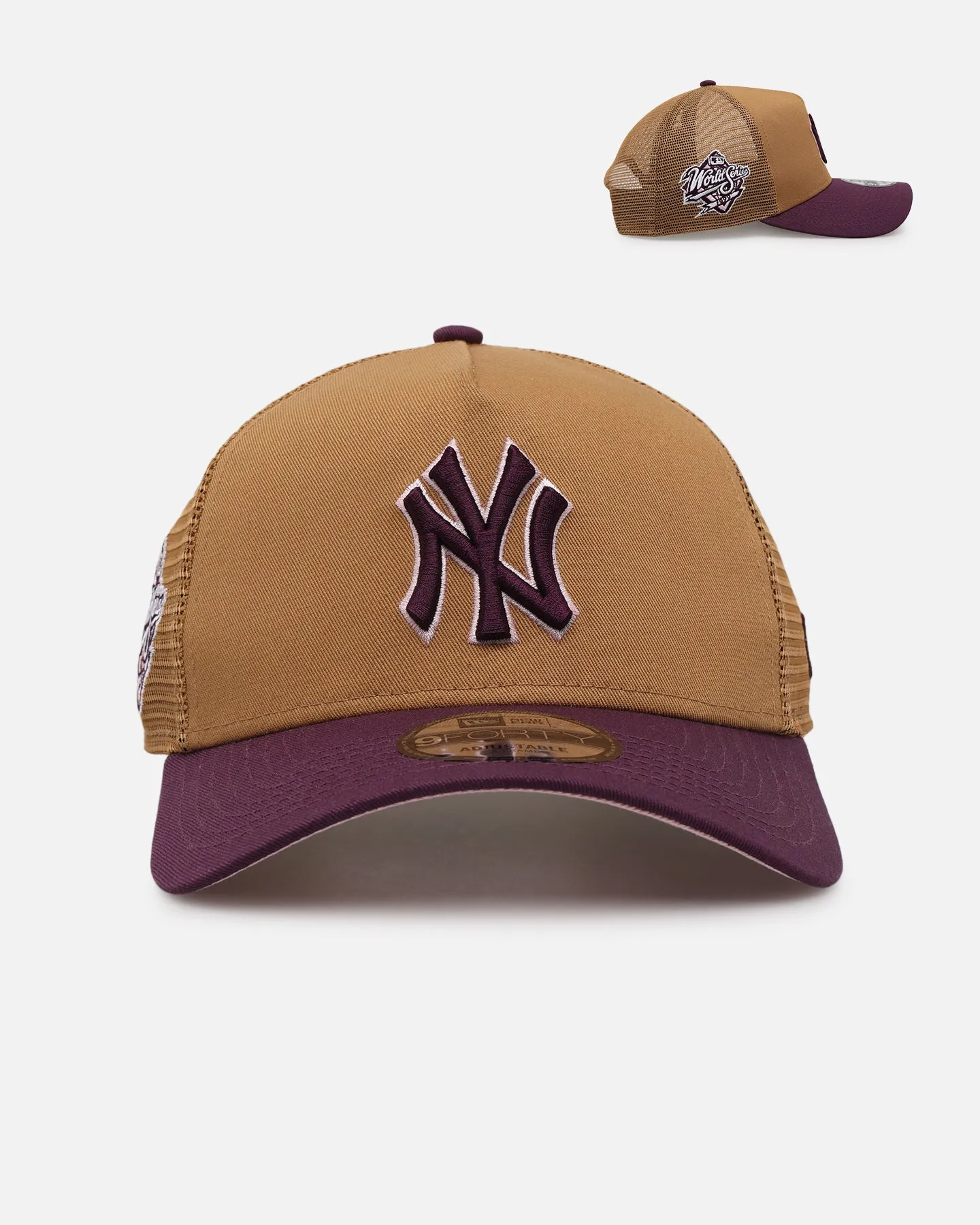 New Era New York Yankees 'Rustic Rose' 9FORTY A-Frame Trucker Snapback Wheat sold by Culture Kings