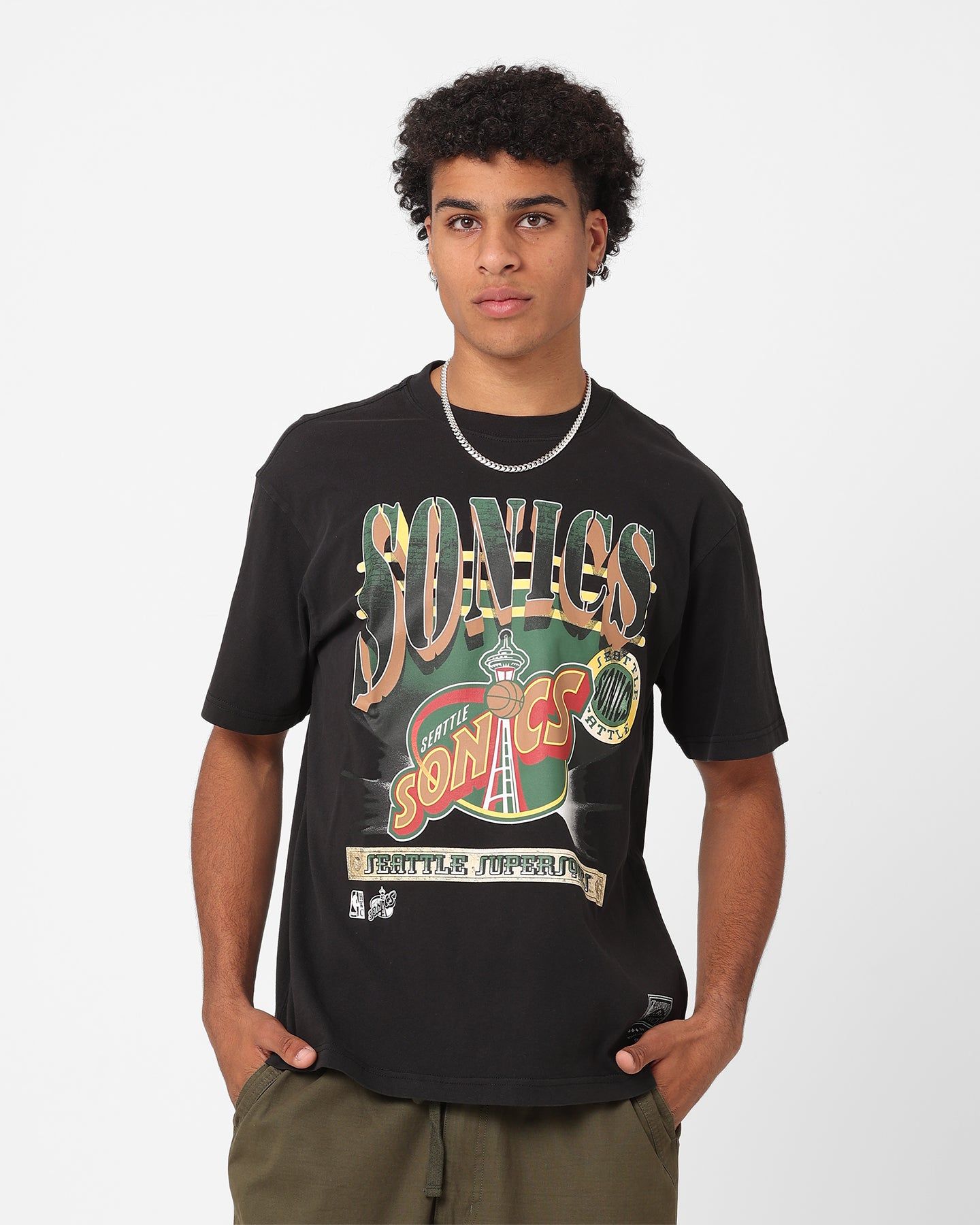 Mitchell & Ness Seattle SuperSonics In The Spotlight T-Shirt Faded Black sold by Culture Kings