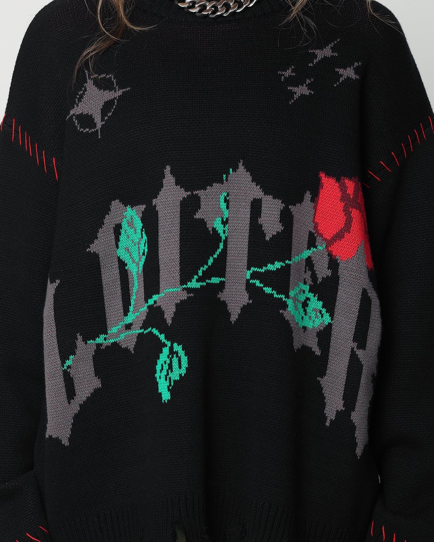 Loiter Fable Distressed Knit Sweater Black sold by Culture Kings product image thumbnail 6