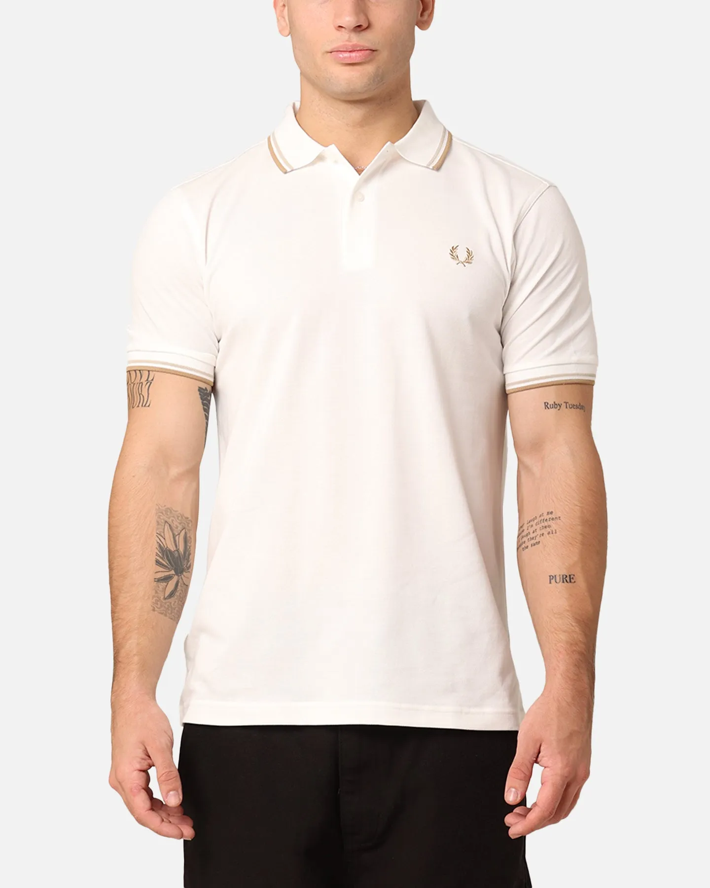 Fred Perry Twin Tipped Polo Shirt Snow White/Oat sold by Culture Kings