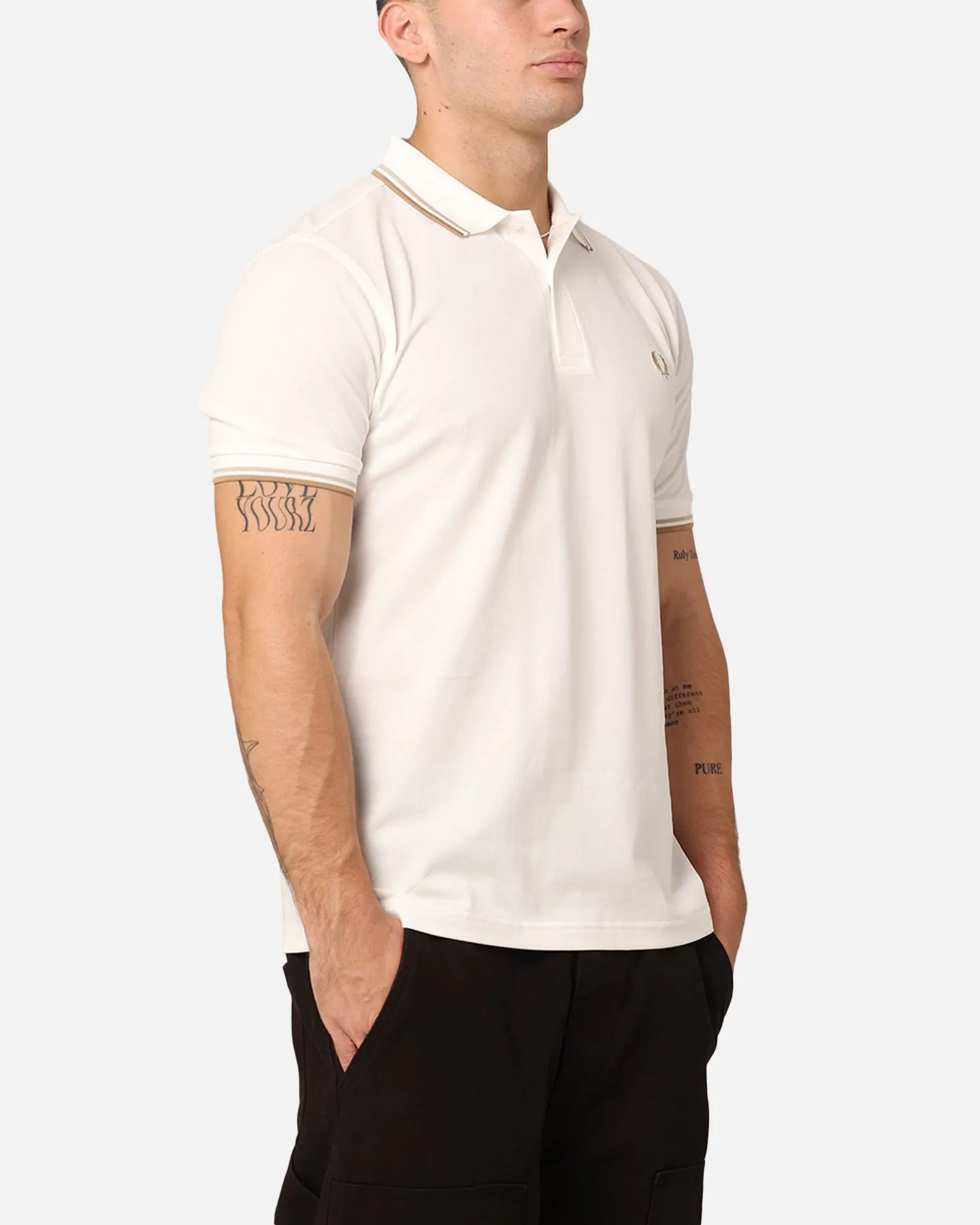 Fred Perry Twin Tipped Polo Shirt Snow White/Oat sold by Culture Kings product image thumbnail 4