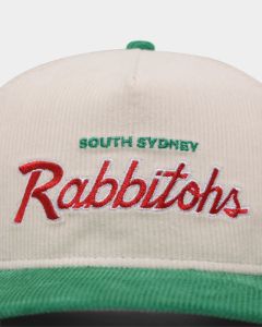 New Era South Sydney Rabbitohs 'NRL Retro Script Corduroy' Golfer Snapback Chrome White sold by Culture Kings