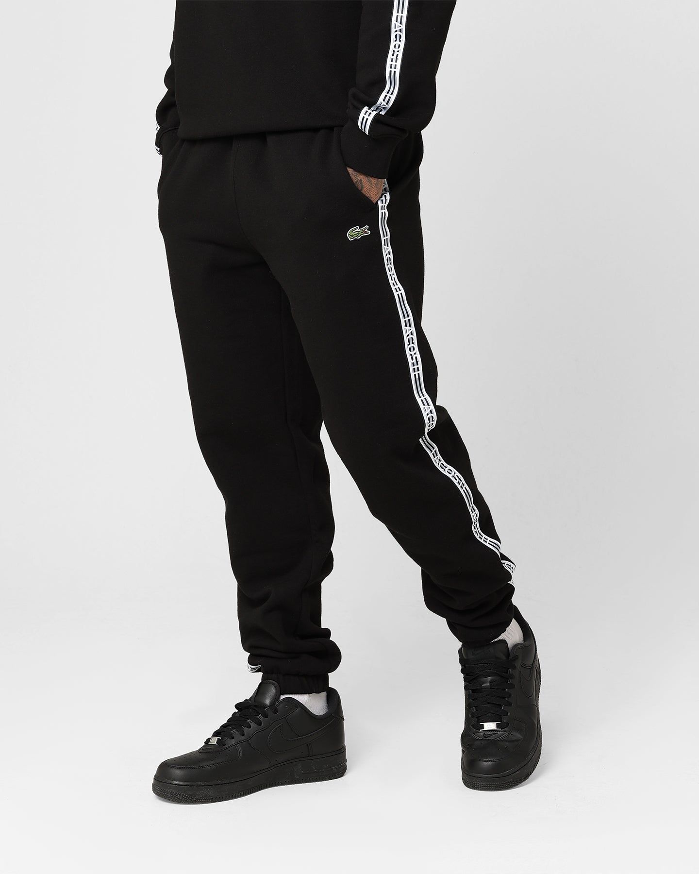Lacoste Logo Tape Fleece Track Pants Black sold by Culture Kings