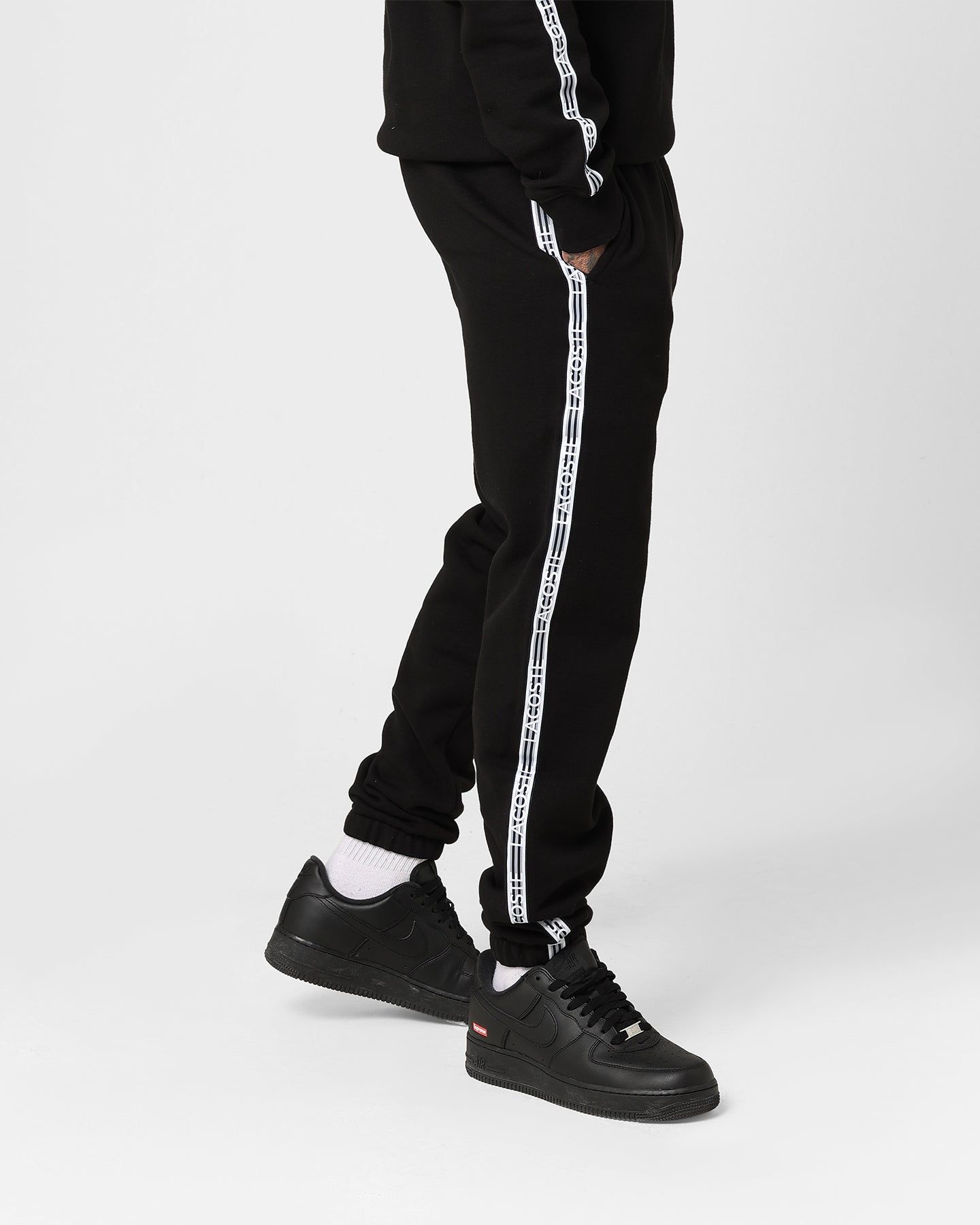 Lacoste Logo Tape Fleece Track Pants Black sold by Culture Kings product image thumbnail 5