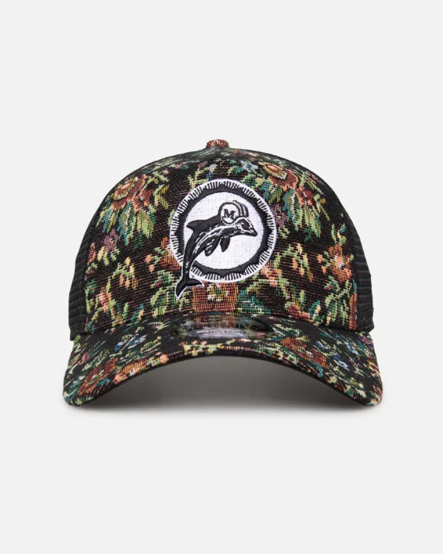 New Era Miami Dolphins 'Black Floral Tapestry' 9FORTY A-Frame Trucker Snapback Tapestry sold by Culture Kings